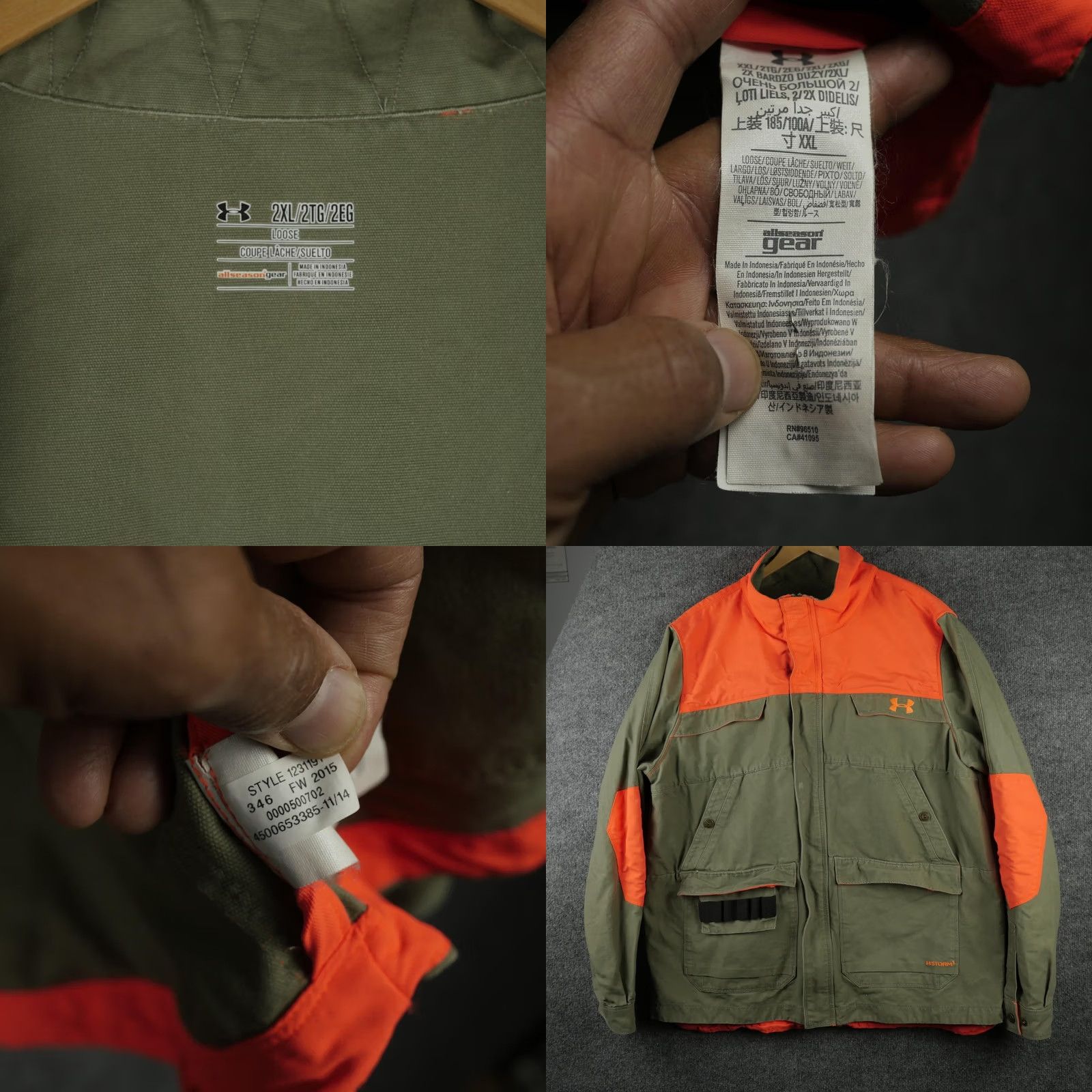 Under Armour Under Armour Jacket Mens 2XL Green Orange Storm 1 Hunting Parka Shooting High Vis Water Resistant All Seasons Camouflage Navy? Size US XXL / EU 58 / 5 - 9 Thumbnail