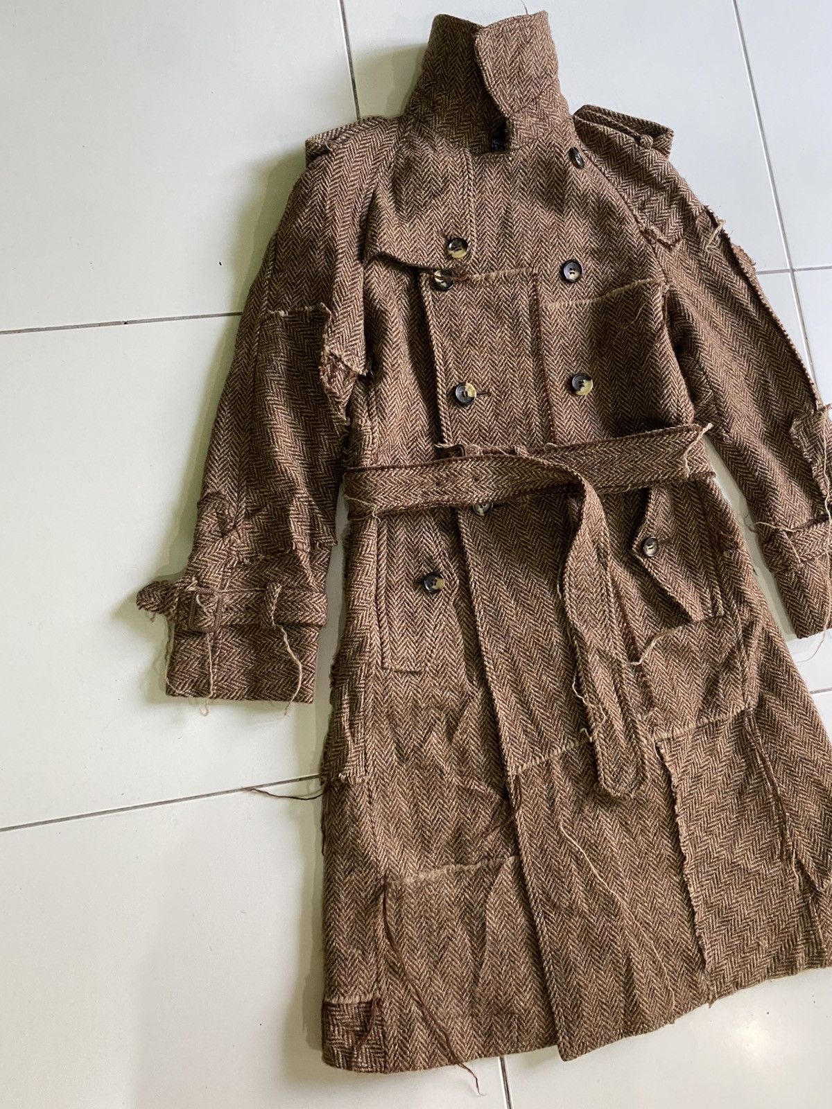 Comme des Garcons Vintage 2004 WNC001 Wool patchwork Trench Coat Size US M / EU 48-50 / 2 - 3 Thumbnail