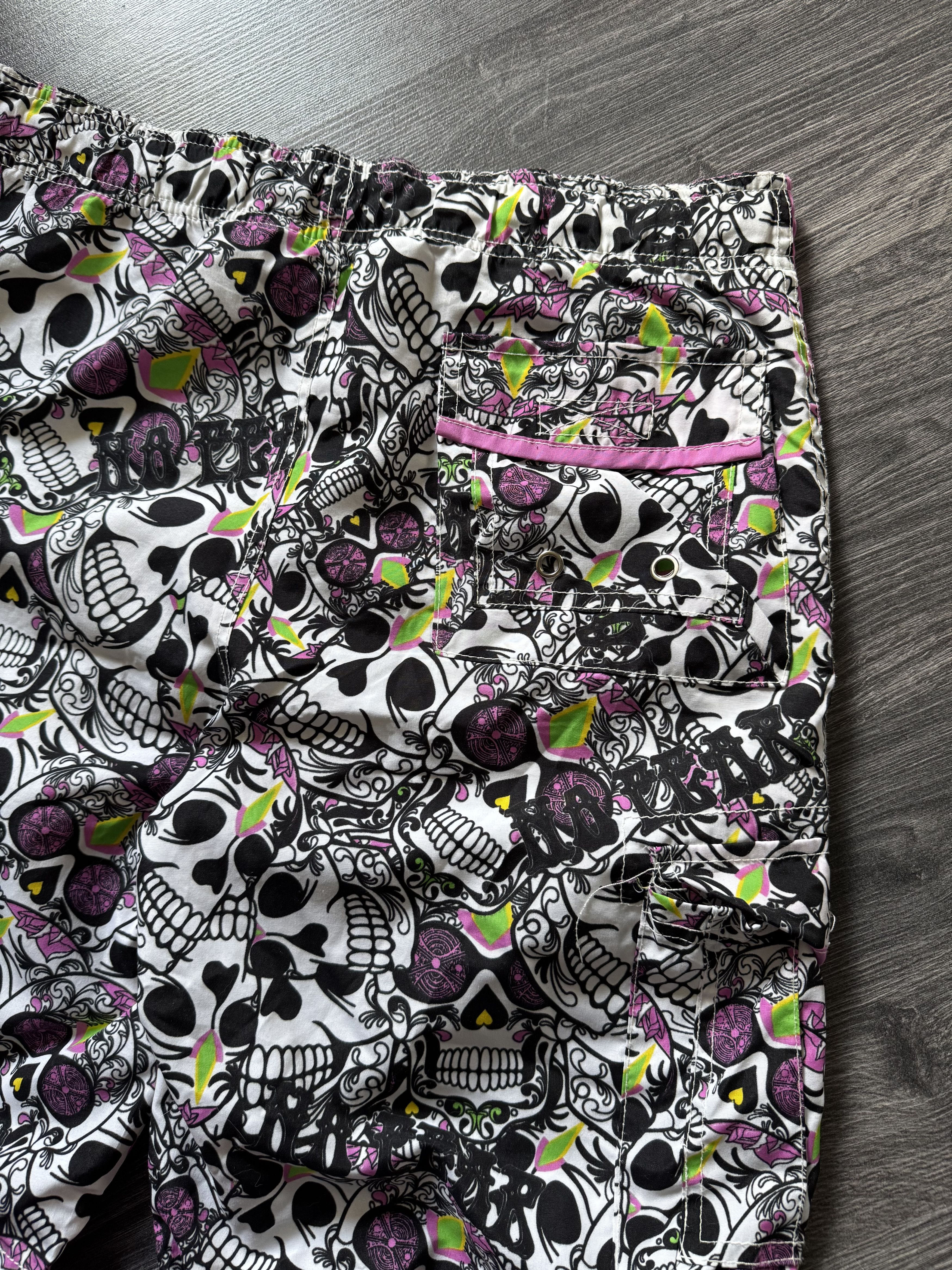 Billabong Vintage No Fear Skulls Print Cargo Shorts Y2K Size US 30 / EU 46 - 4 Thumbnail