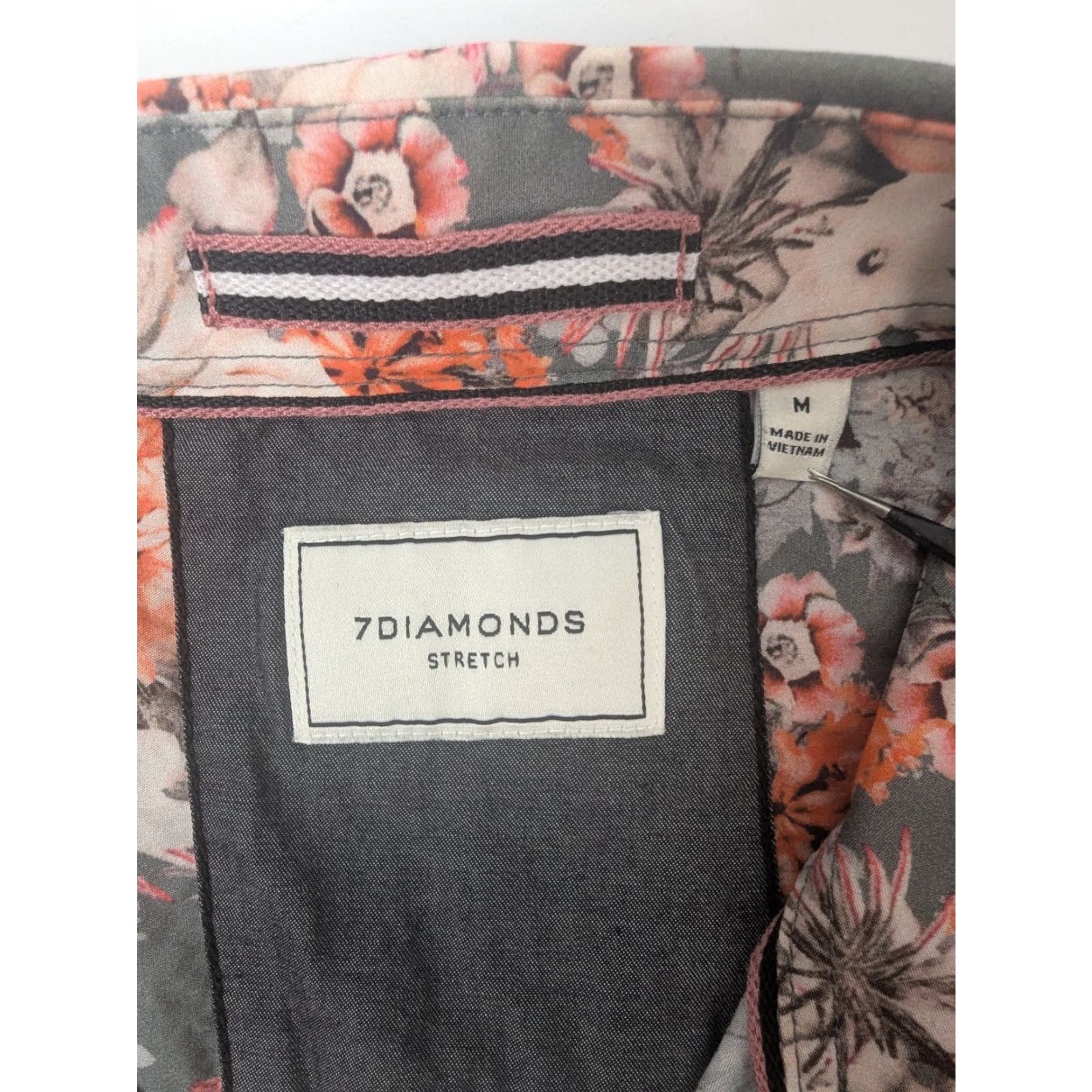 Vintage 7 Diamonds Shirt Floral Skyloft Button-Up Short Sleeve Men M Pink orange Regular Size US M / EU 48-50 / 2 - 7 Thumbnail