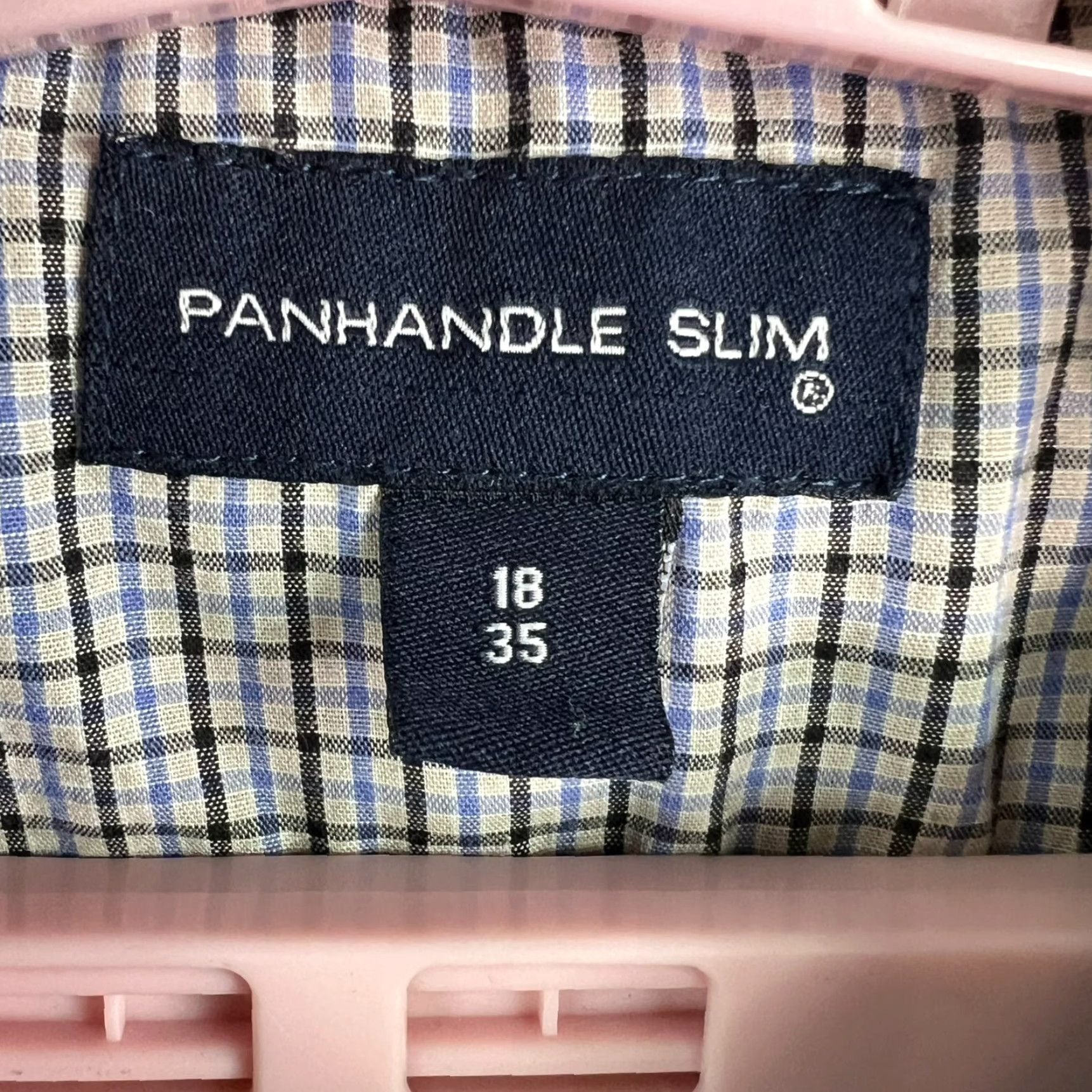 Vintage Panhandle Slim Button-Up Shirt Mens Regular Blue Check Long Sleeve Slimming Casual Western 54 Chest 34 Length 18 35 Dist Size US XXL / EU 58 / 5 - 5 Thumbnail