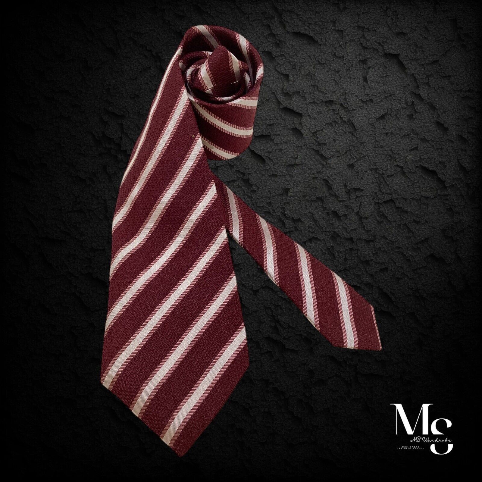 Hugo Boss BOSS HUGO BOSS Selection Trifold Purple Striped Silk Tie Ita Size ONE SIZE - 1 Thumbnail