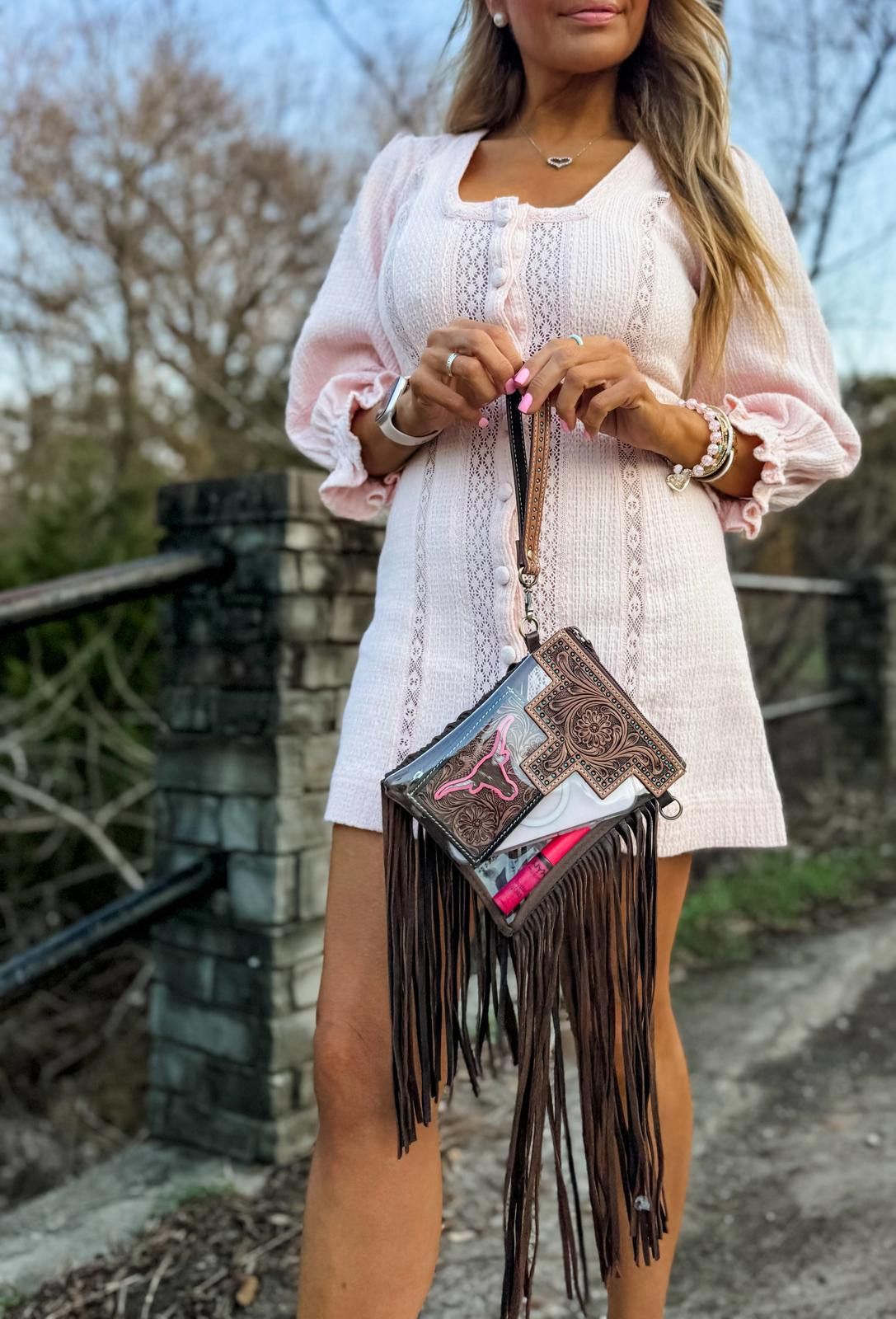 Other Black and Teal Hand Tooled Clear Crossbody Concert bag Size ONE SIZE - 5 Thumbnail