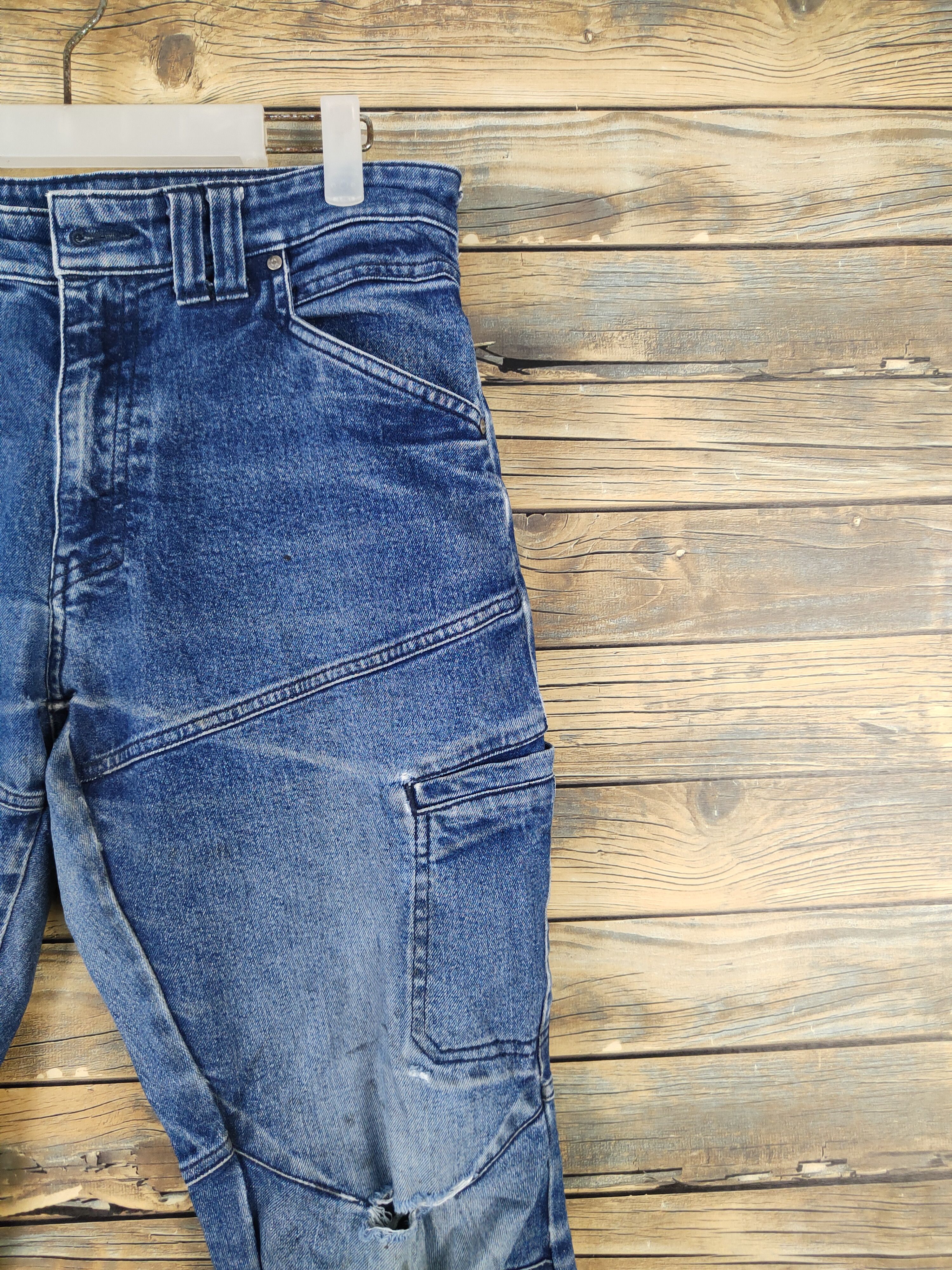 Japanese Brand FieldCore Dark Blue Distressed Ripped denim Jeans #W1960 Size US 32 / EU 48 - 5 Thumbnail