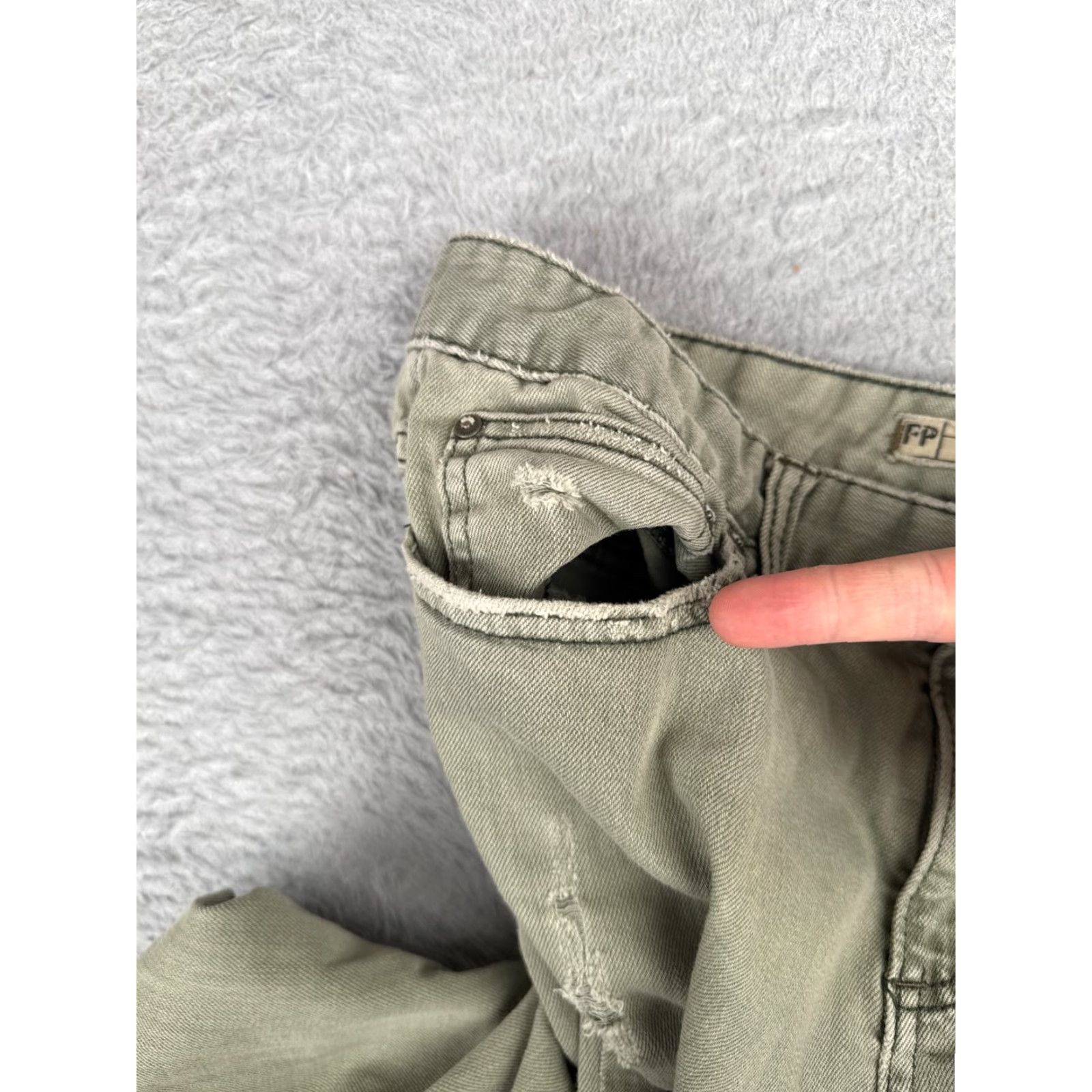 Free People Free People Jeans Womens Green Distressed Skinny Cotton Blend Mid Rise 28x30 Capacity Zip Size 27" / US 4 / IT 40 - 3 Thumbnail