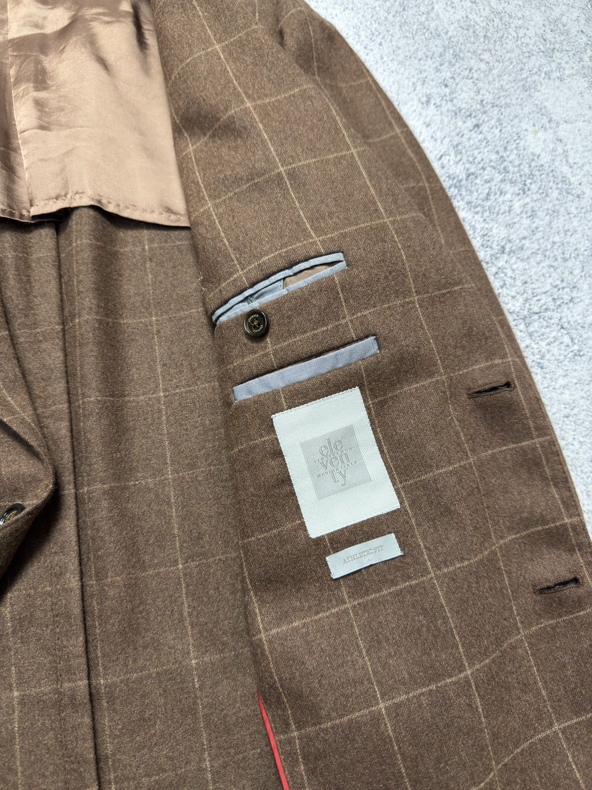 Eleventy Eleventy Brown Check Blazer Wool Cashmere Athletic Fit Sz 52 Size 52L - 9 Thumbnail