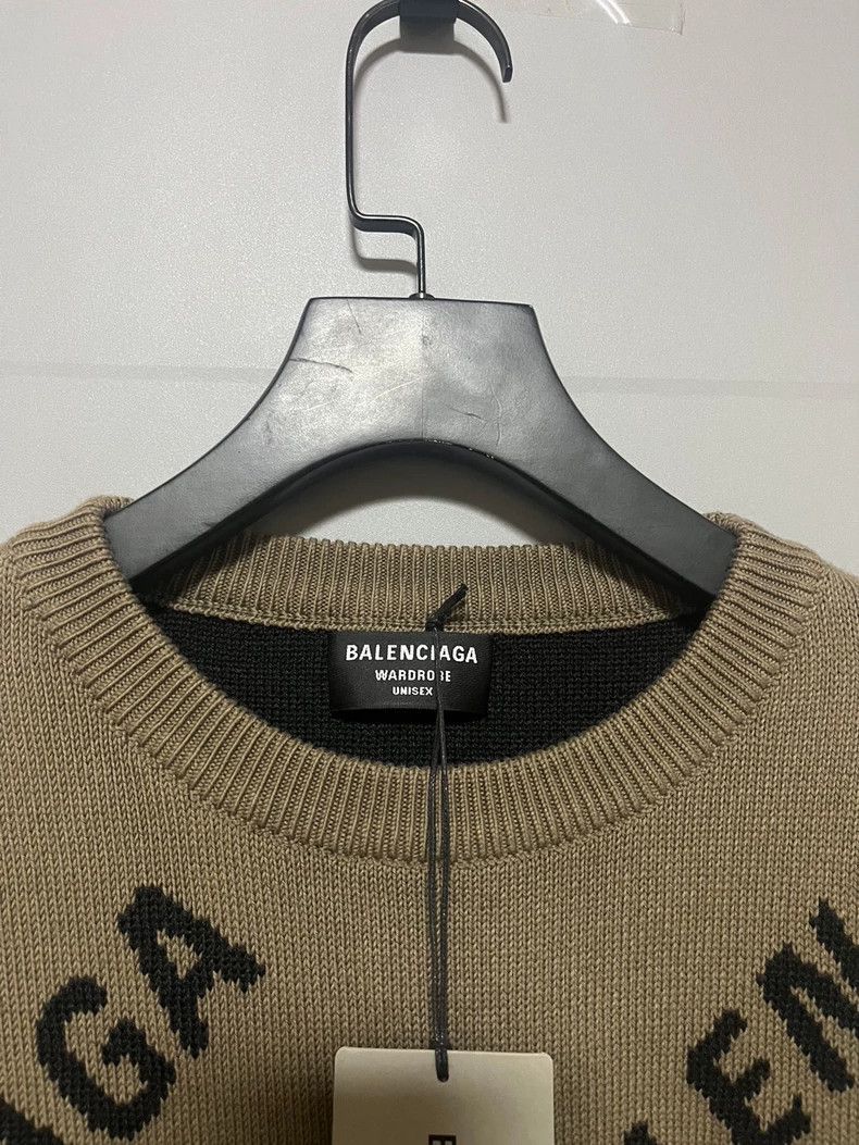 Balenciaga Balenciaga Balenciaga Logo Knit Sweater in Khaki-2506 Size US M / EU 48-50 / 2 - 3 Thumbnail