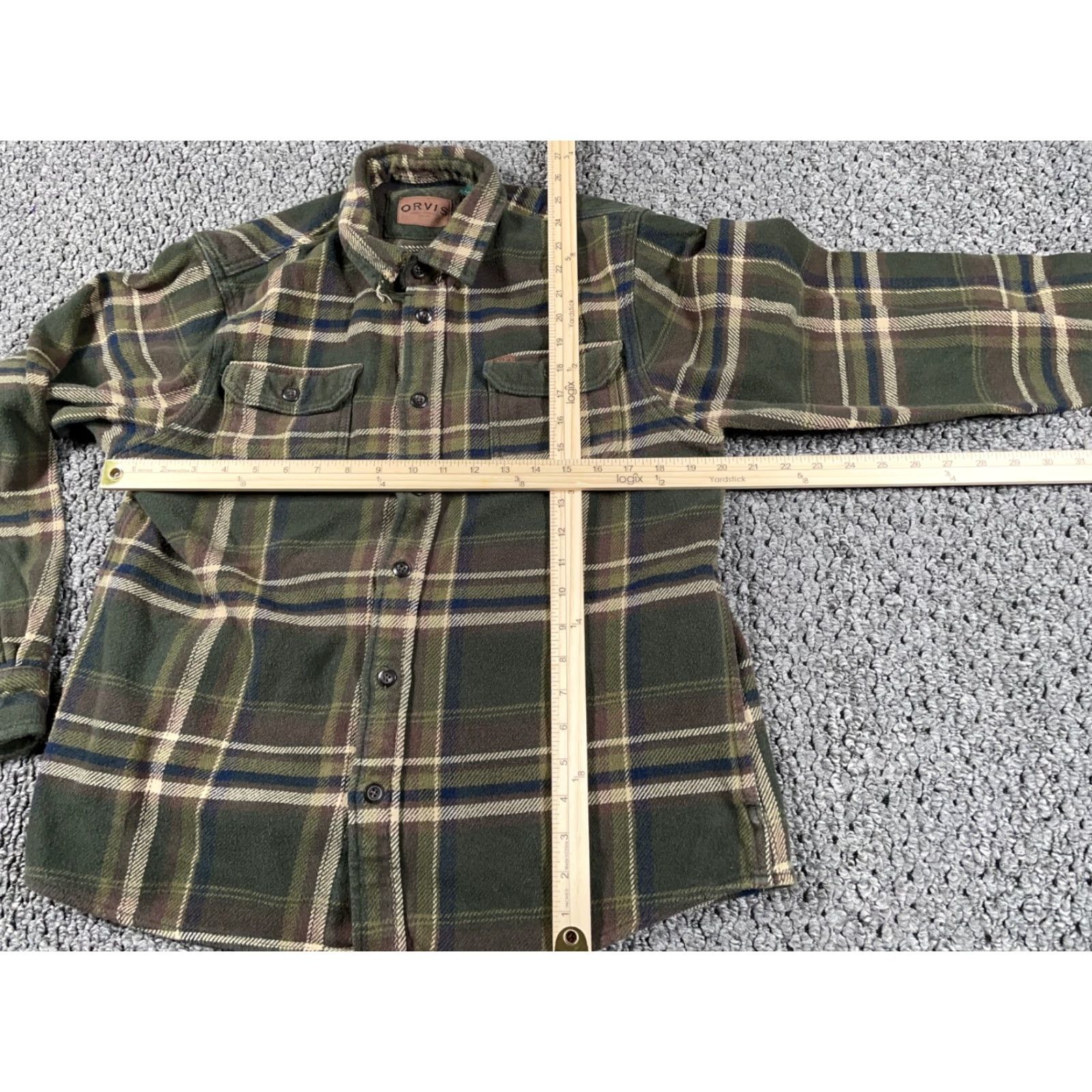 Orvis Orvis Flannel Shirt Jacket Men's Medium Olive Green Plaid Shacket Distressed, Heavyweight, Pockets, Button-Up, 90s Grunge Retro Casual Workwear Size US M / EU 48-50 / 2 - 5 Thumbnail