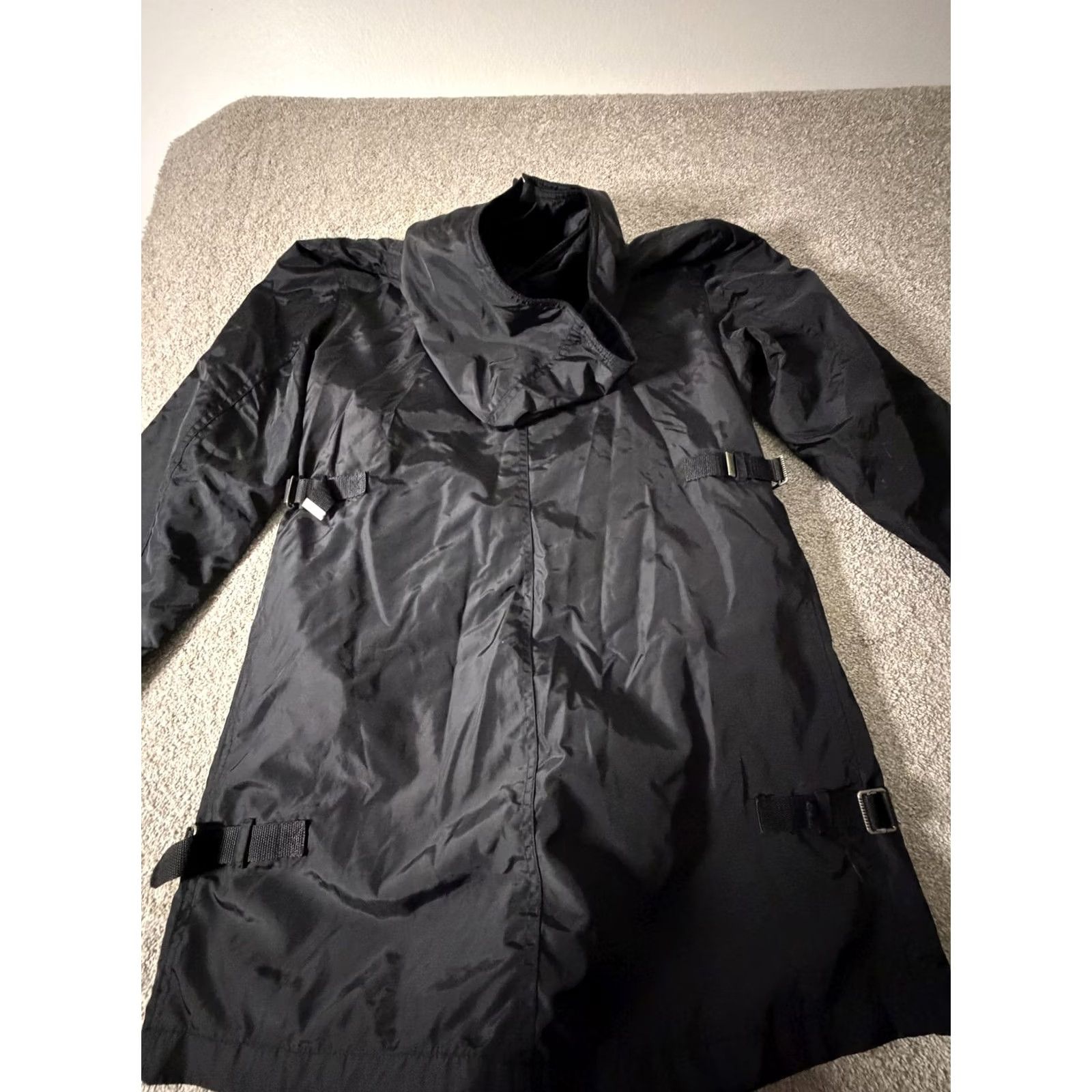 Guess GUESS Coat Womens Medium Black Hooded Parka Belted Zip Pockets Lined Size M / US 6-8 / IT 42-44 - 6 Thumbnail