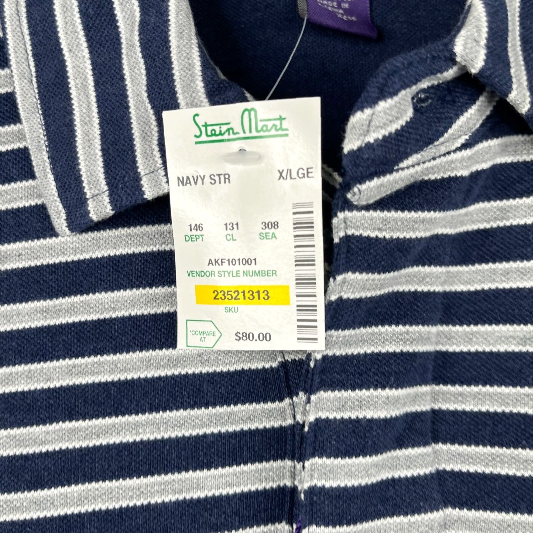Vintage Alan Flusser Polo Shirt XL Navy Blue White Striped Preppy Mens New NWT Size US XL / EU 56 / 4 - 4 Thumbnail