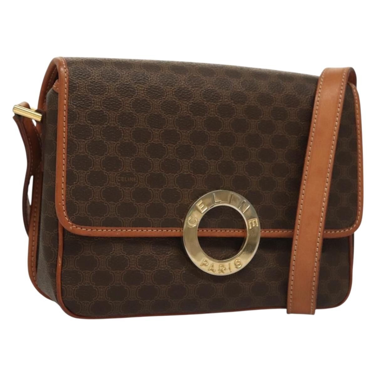 Celine CELINE Macadam Canvas Shoulder Bag Pvc Leather Brown Gold Size ONE SIZE - 1 Thumbnail
