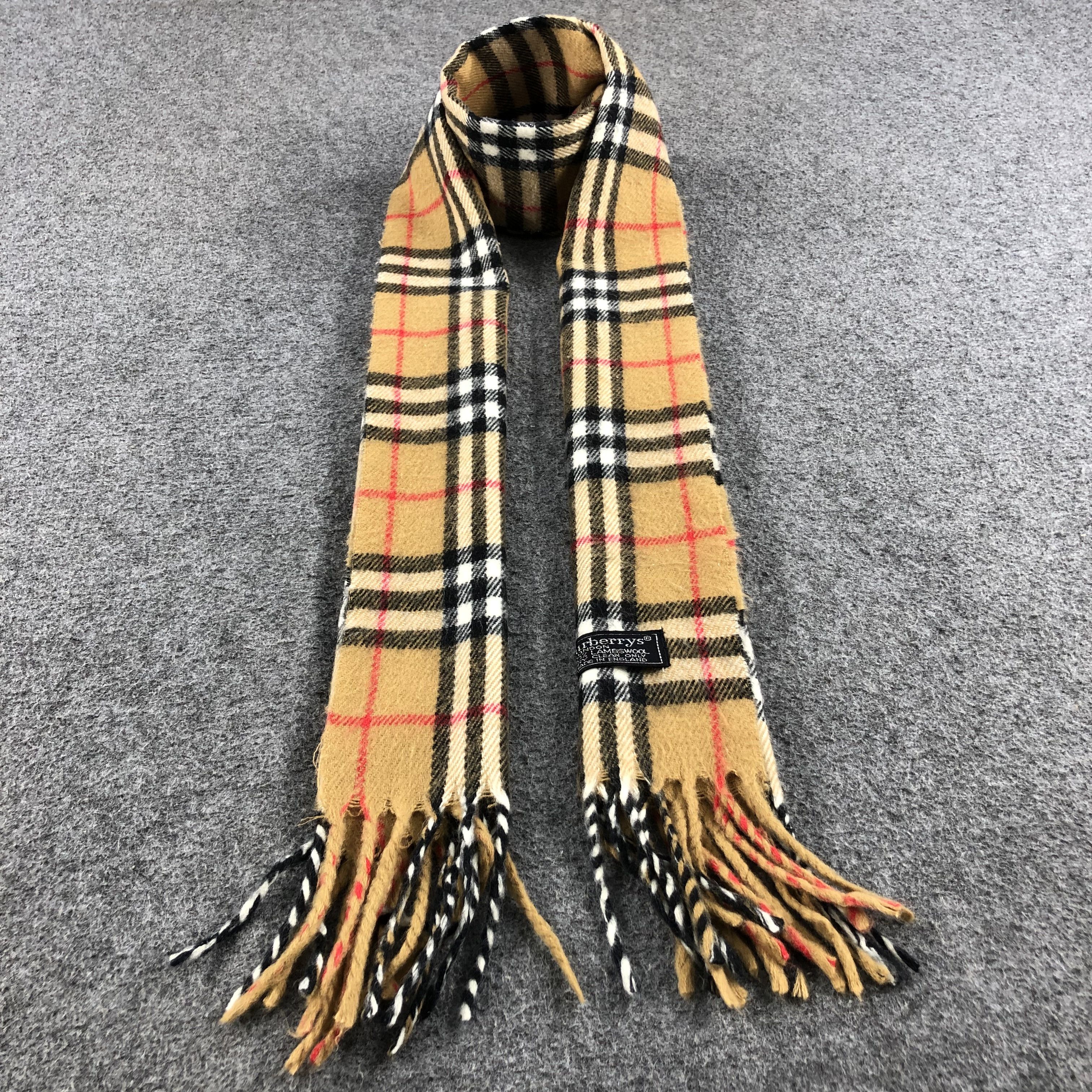 Burberry Burberrys Nova Check Tan Wool Scarf Muffler V678 Size ONE SIZE - 1 Thumbnail
