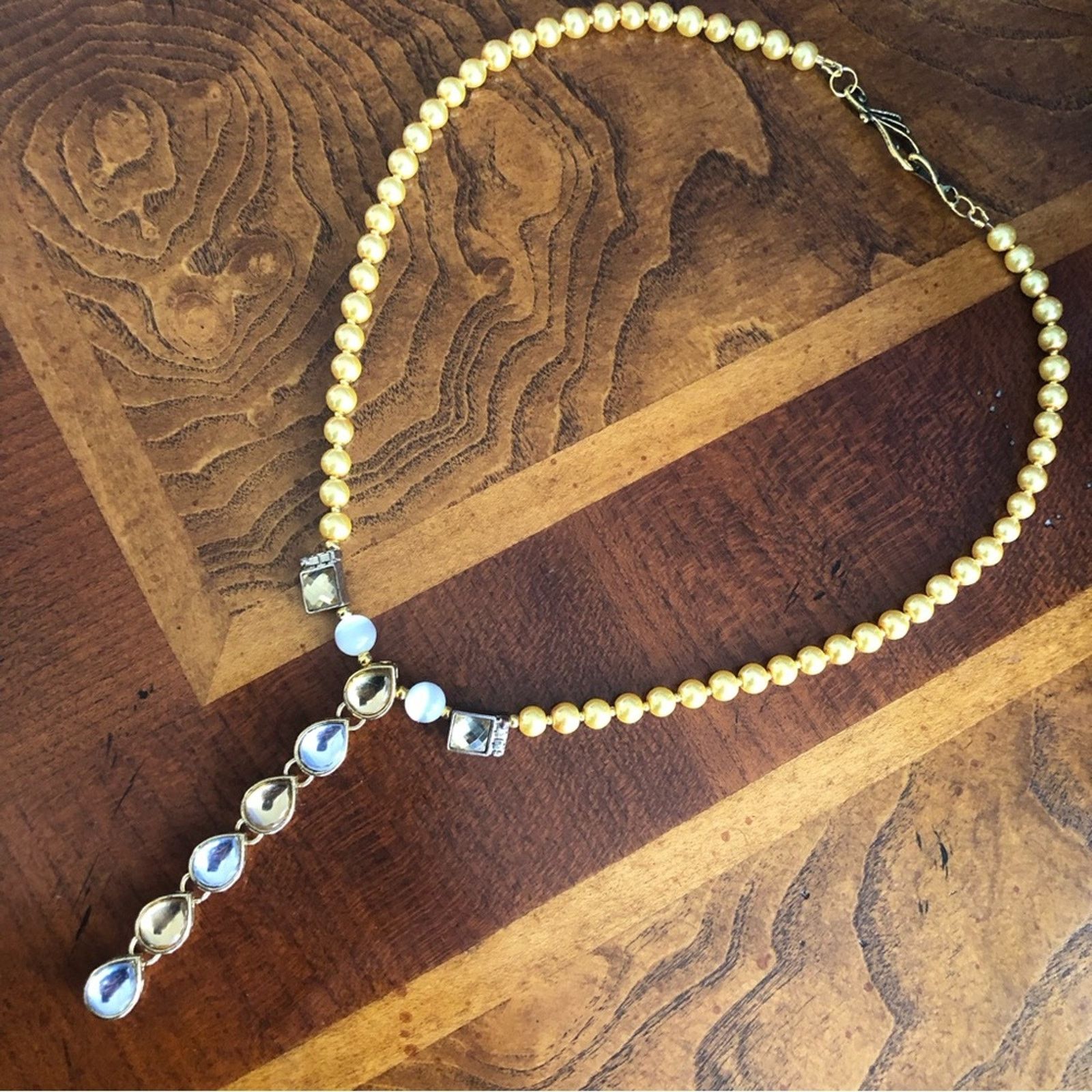 Handmade Handcrafted repurpose stay gold cascade Pearl necklace Size ONE SIZE - 10 Thumbnail