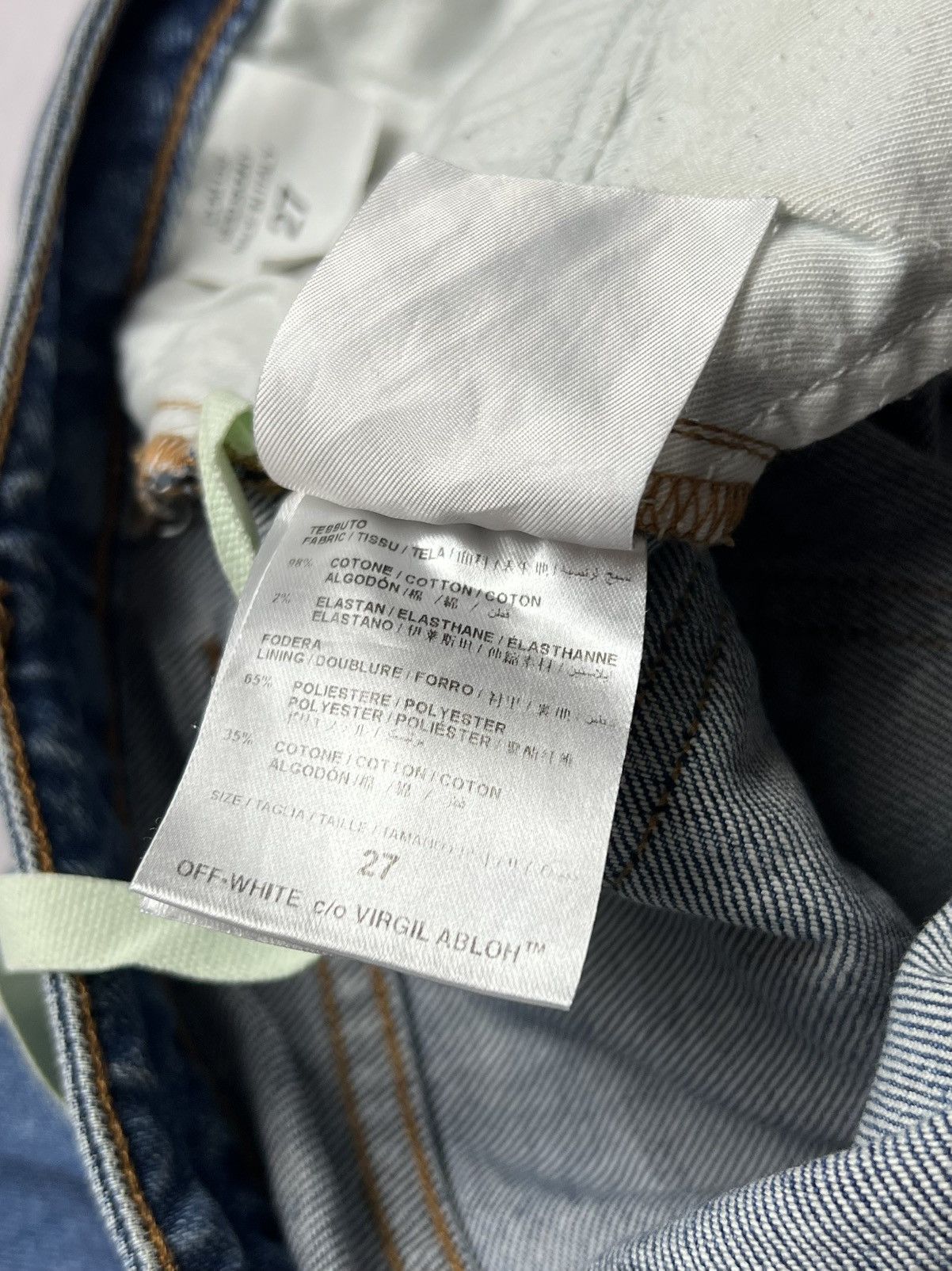 Le Grande Bleu (L.G.B.) × Off-White × Vintage Avant Garde Japanese Denim Off-White Luxury Streetwear Y2k Size US 27 - 11 Thumbnail