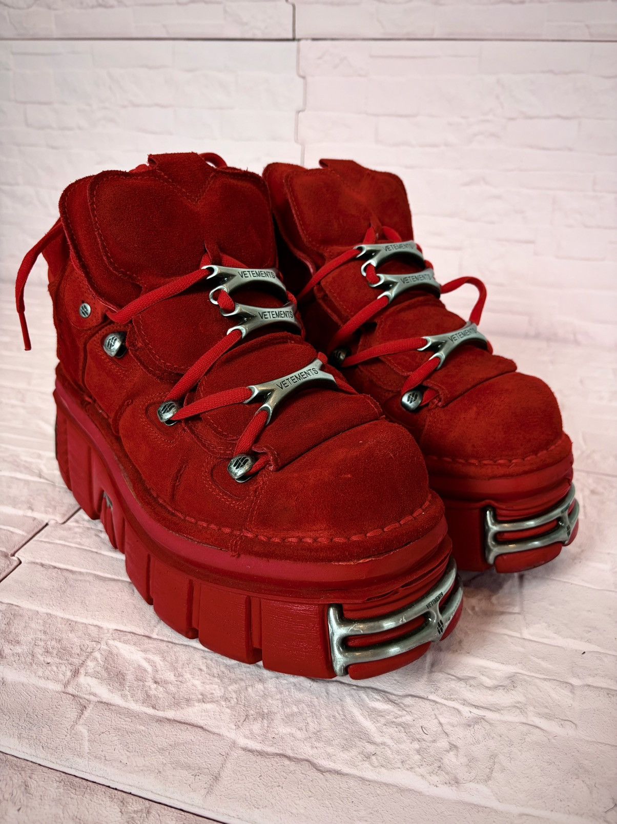 New Rock × Vetements Vetements Newrocks red suede leather Size US 10 / EU 43 - 1 Thumbnail