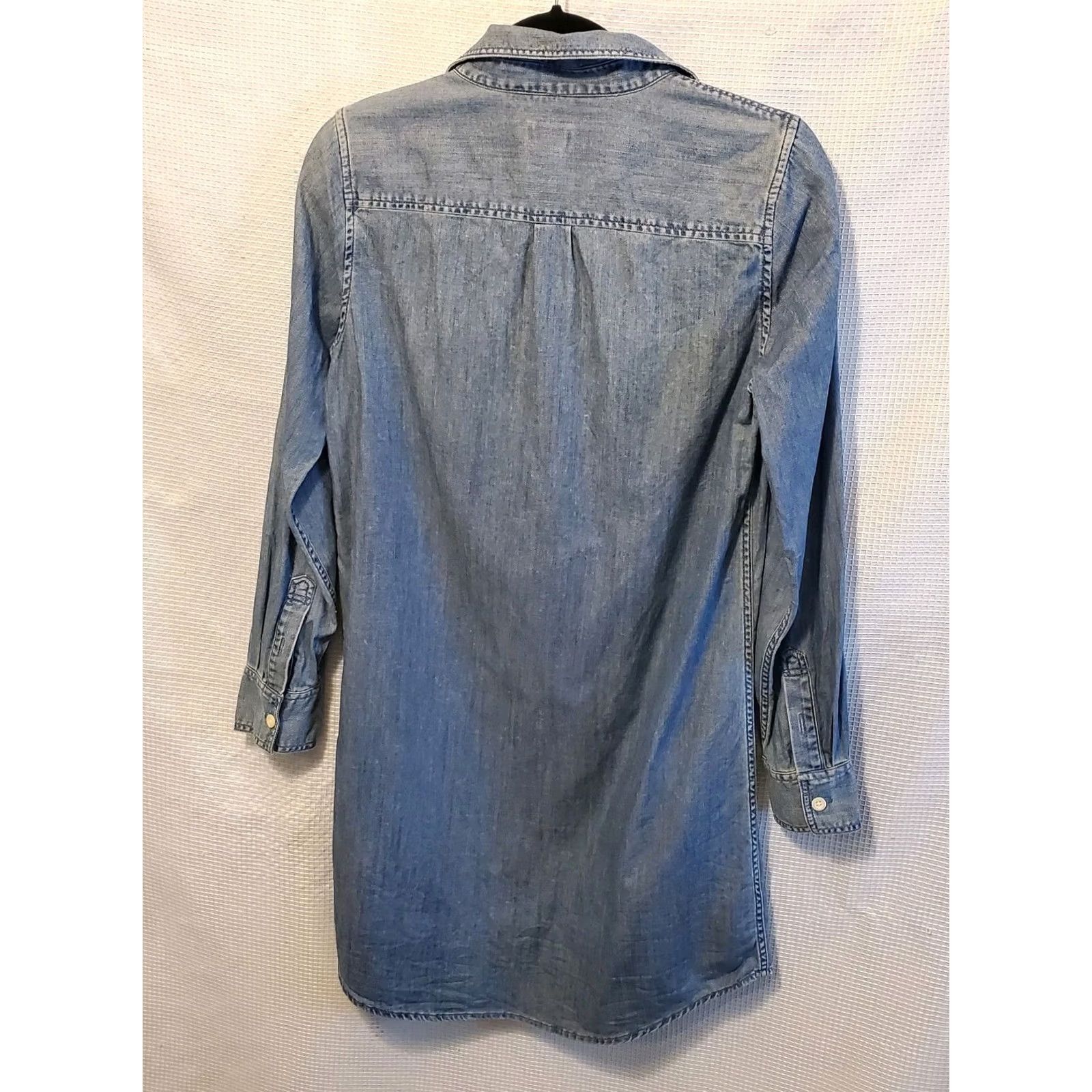 J.Crew J Crew Blue Chambray Denim Popover Shirt Dress Long Sleeve Sz S Womens Capsule Size S / US 4 / IT 40 - 2 Thumbnail