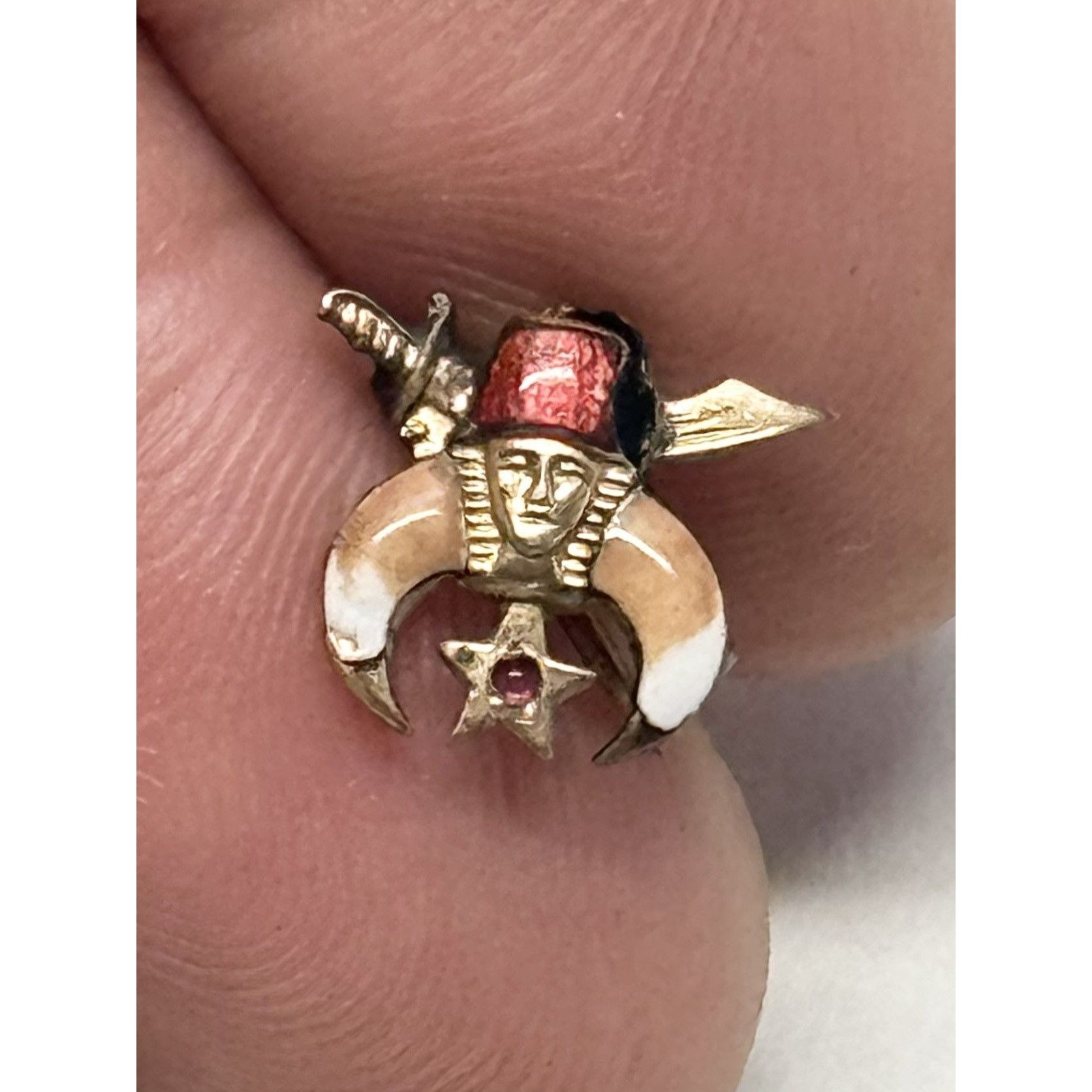 Vintage 10 kt Gold Estate Masonic Enamel Jewel Pin Size ONE SIZE - 2 Thumbnail