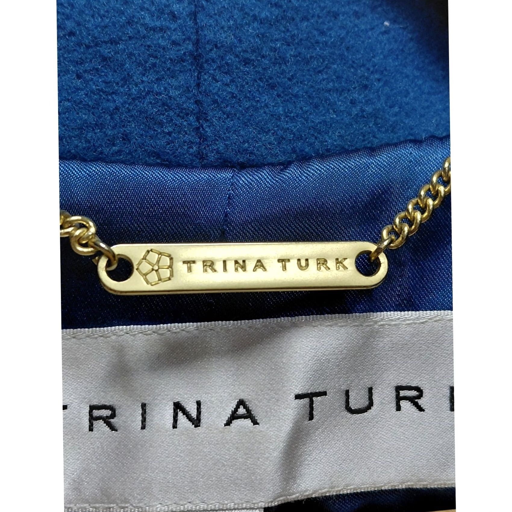 Trina Turk Trina Turk Wool Blend Coat Blue Solid Long Sleeve Women Size 4 Belted Wrap Coat Regular Fit Mid-Length Winter Fall Casual Business Mens Girls Size S / US 4 / IT 40 - 5 Thumbnail