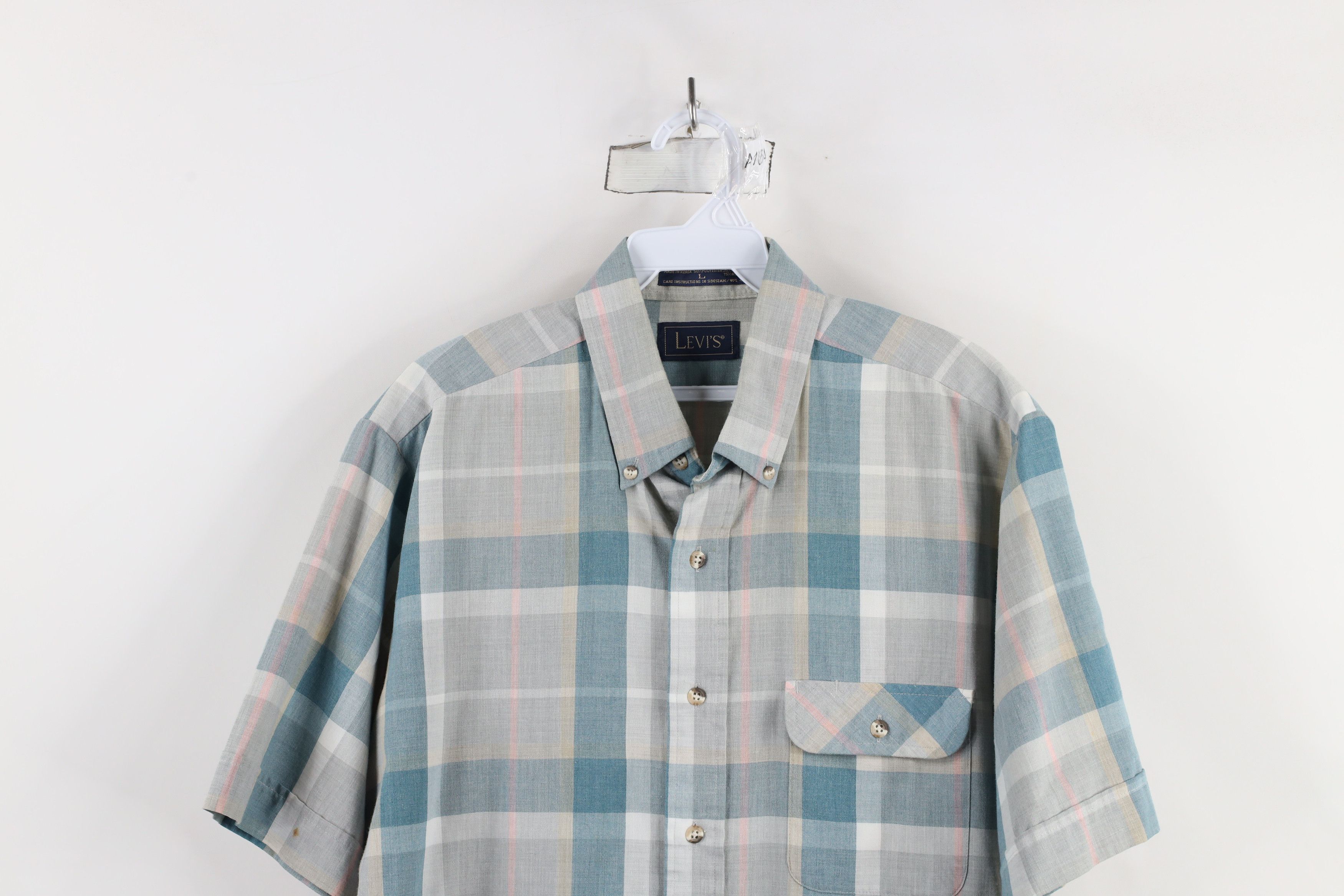 Levi's × Vintage Vintage 80s 90s Levis Distressed Pastel Button Down Shirt Size US L / EU 52-54 / 3 - 2 Thumbnail