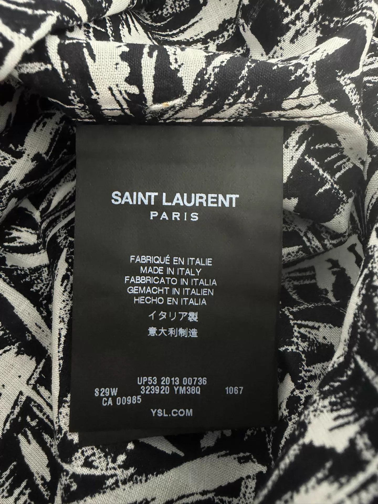 Saint Laurent Paris SLP 14ss Thorns All Over Black White Shirt 40 NWT Size US M / EU 48-50 / 2 - 5 Thumbnail