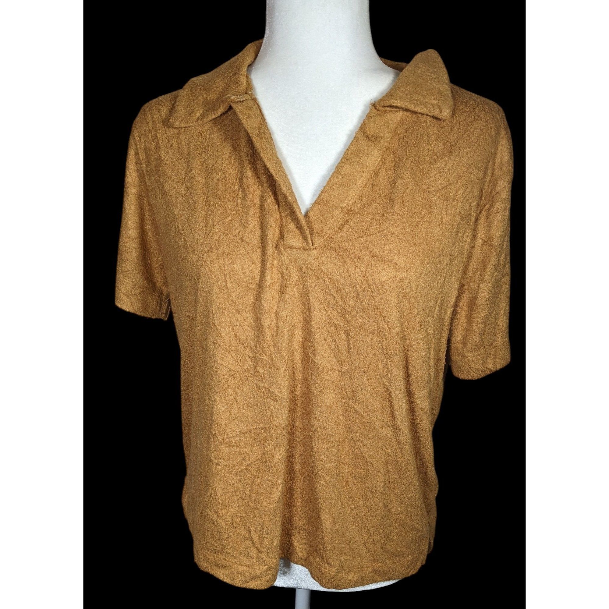 Other Double Zero Plush Brown Collared V-Neck Shirt Size L / US 10 / IT 46 - 1 Thumbnail