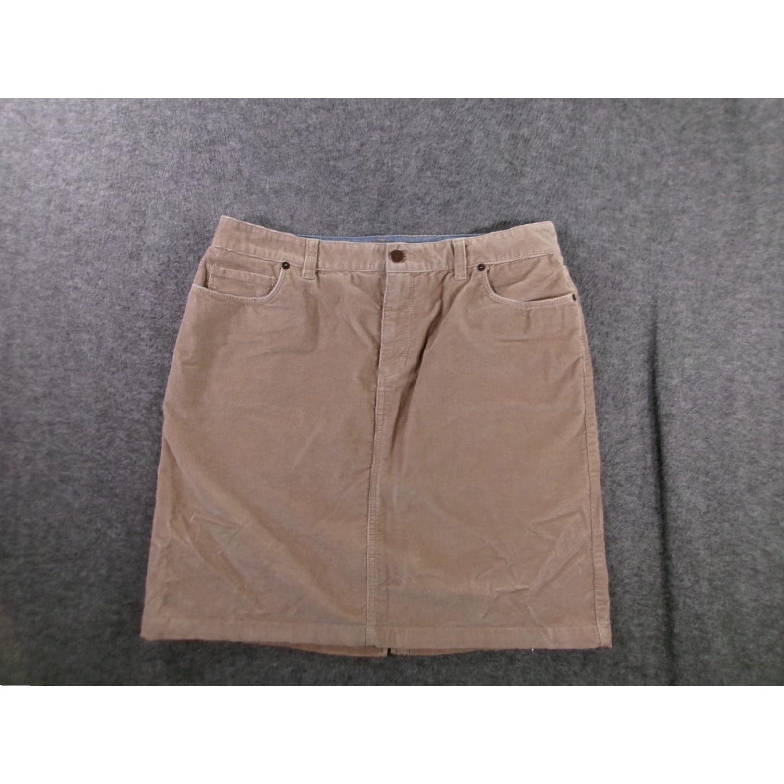 Vintage LL Bean Skirt Womens 12 Regular Tan Corduroy Favorite Fit Casual Pockets Classic Size 34" / US 12 / IT 48 - 2 Thumbnail