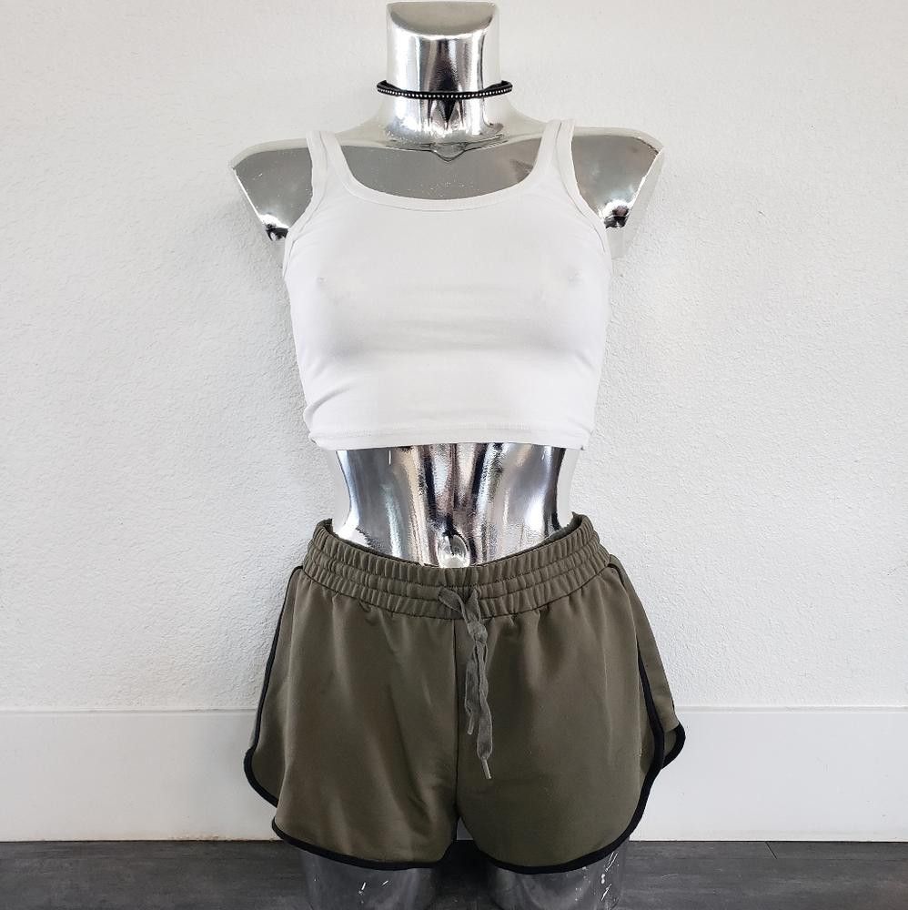 Forever 21 Olive Black Detailed F21 Sweat Short Size 28" / US 6 / IT 42 - 1 Thumbnail