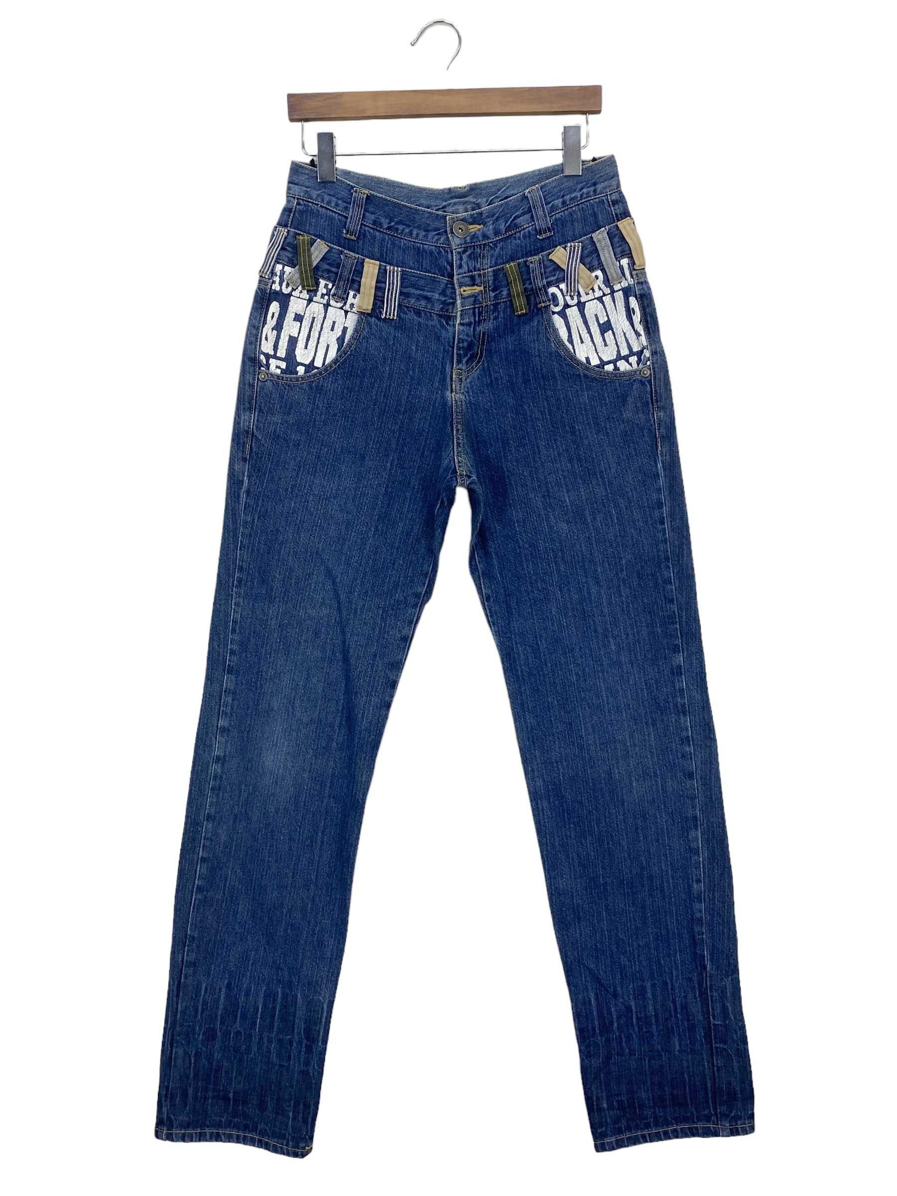 Japanese Brand Back & Forth Double Waist Denim Goth Punk Jeans Size US 29 - 2 Thumbnail