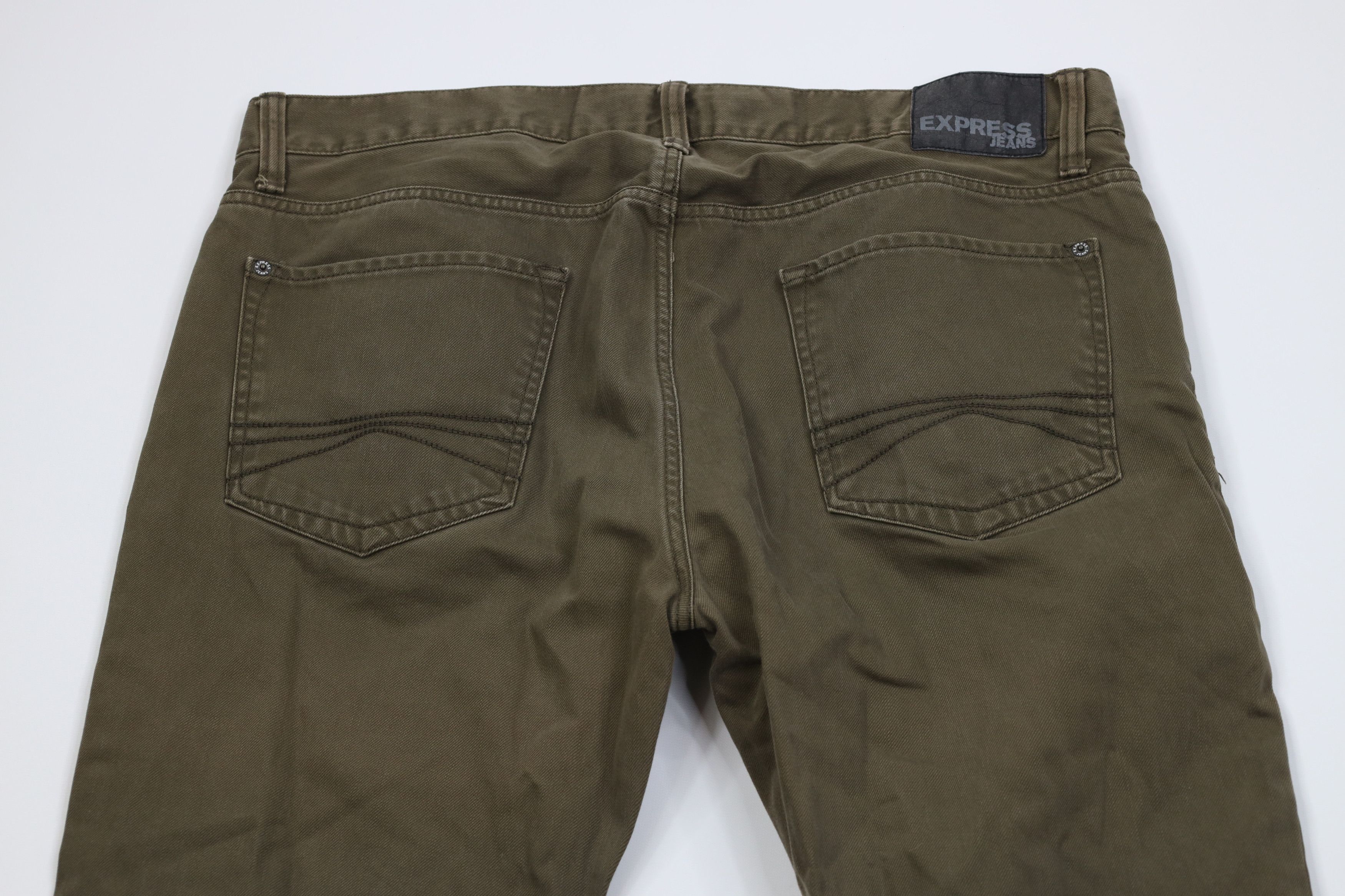 Express Express Fit Faded Rocco Skinny Leg Denim Jeans Green Cotton Size US 36 / EU 52 - 10 Thumbnail