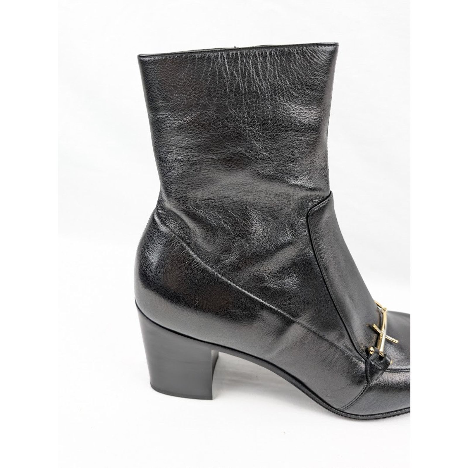 Saint Laurent Paris o1rshd1 Beau 75 Horsebit Boots in Black Size US 9 / EU 42 - 4 Thumbnail
