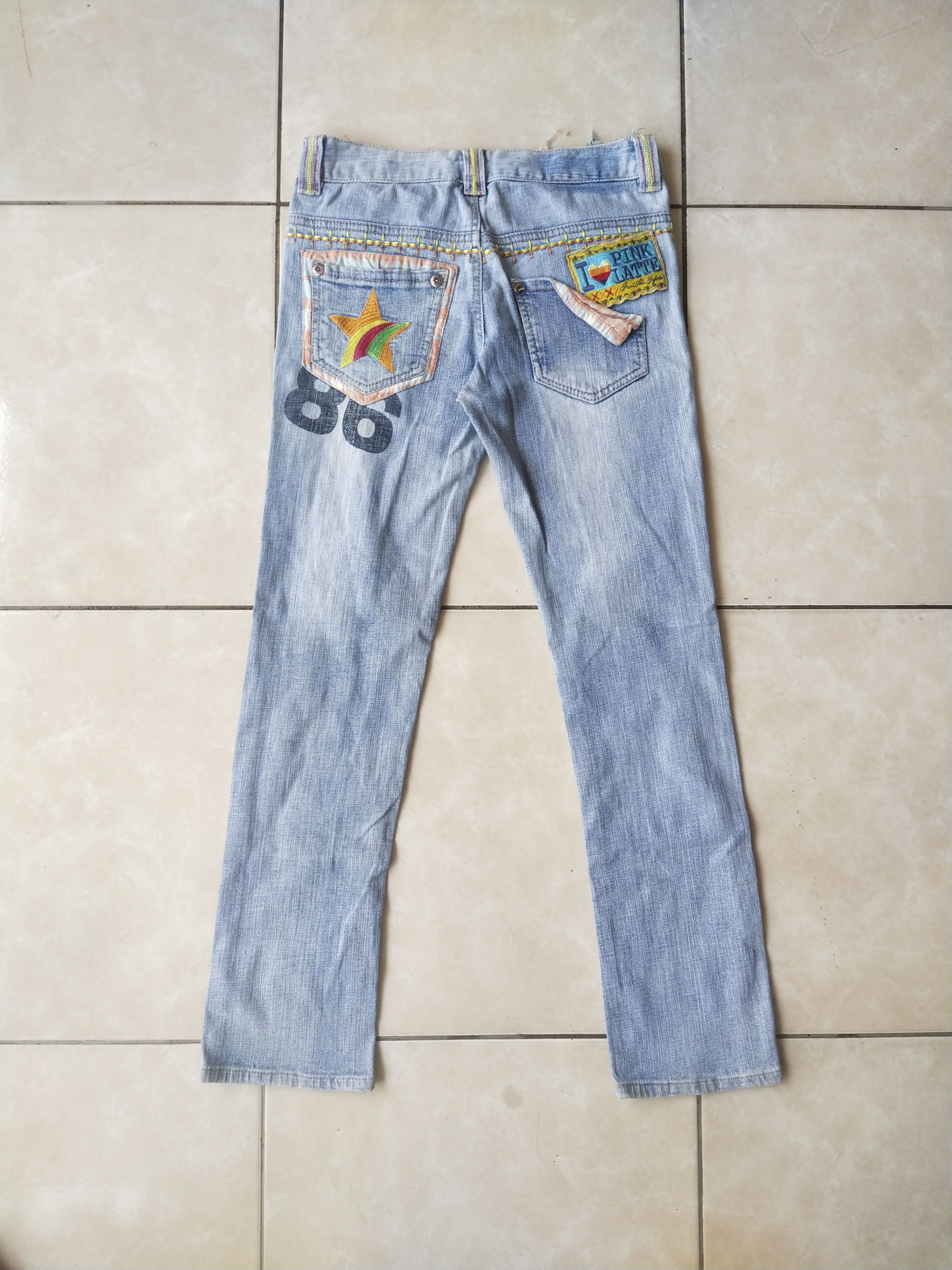 Hysteric Glamour Pink Latte Y2K Embroidered Rainbow Jeans Harajuku J-Fashion Size 27" / US 4 / IT 40 - 2 Thumbnail