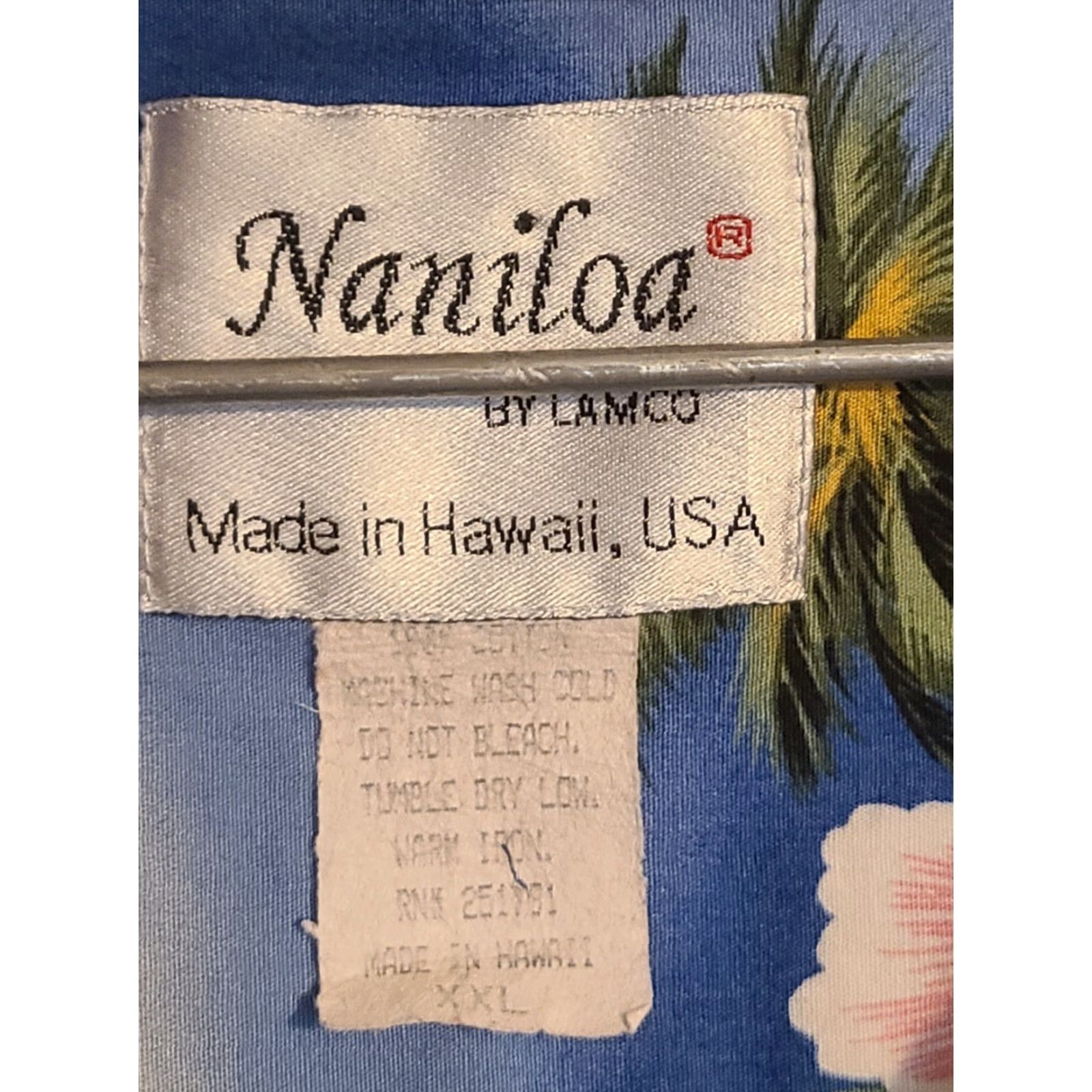 ALOHAS Naniloa Blue Aloha Hawaiian Shirt Men Short Sleeve Button-Up 2XL Cotton Hibiscus Leis Palm Trees Surfers Size US XXL / EU 58 / 5 - 4 Thumbnail