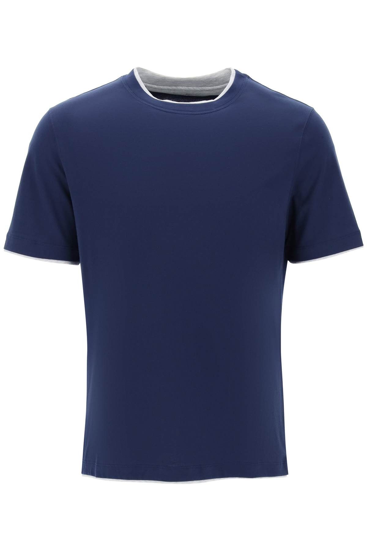 image of Brunello Cucinelli Layered-Effect T-Shirt in Blue, Men's (Size XL)