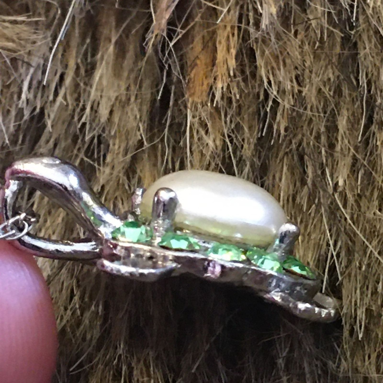 Vintage Vintage pearl & crystal turtle pendant on chain Size ONE SIZE - 9 Thumbnail