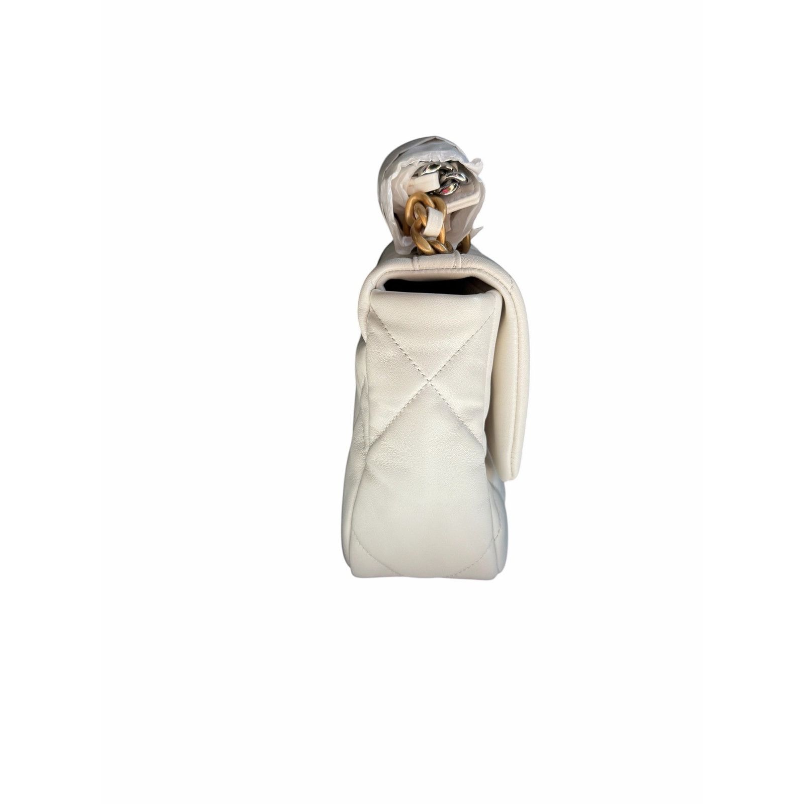 Chanel Chanel medium 19 flap bag white lambskin gold & silver tone Size ONE SIZE - 4 Thumbnail