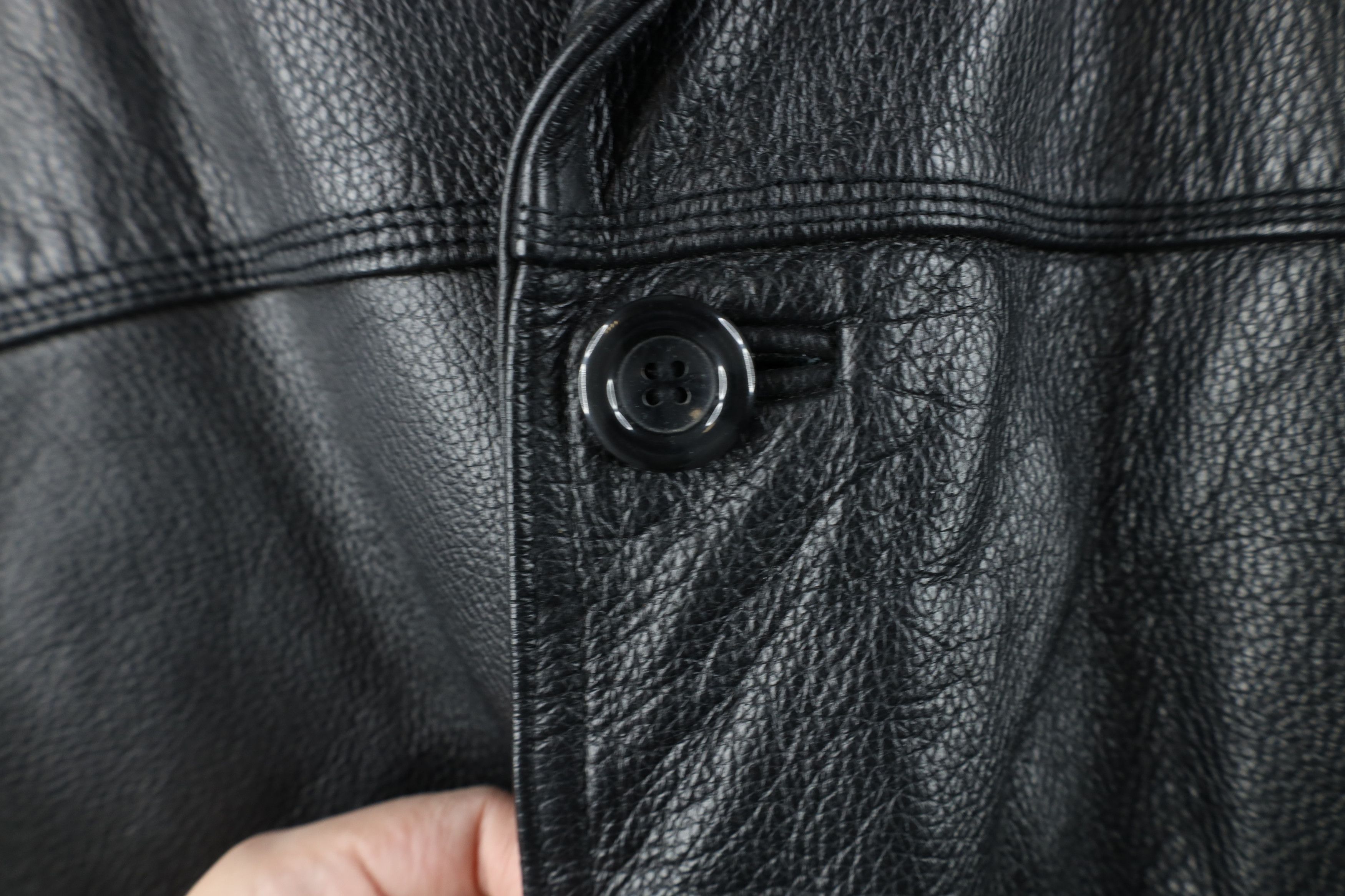 Vintage Vintage 90s Y2K Streetwear Leather Button Jacket Black Size US L / EU 52-54 / 3 - 6 Thumbnail