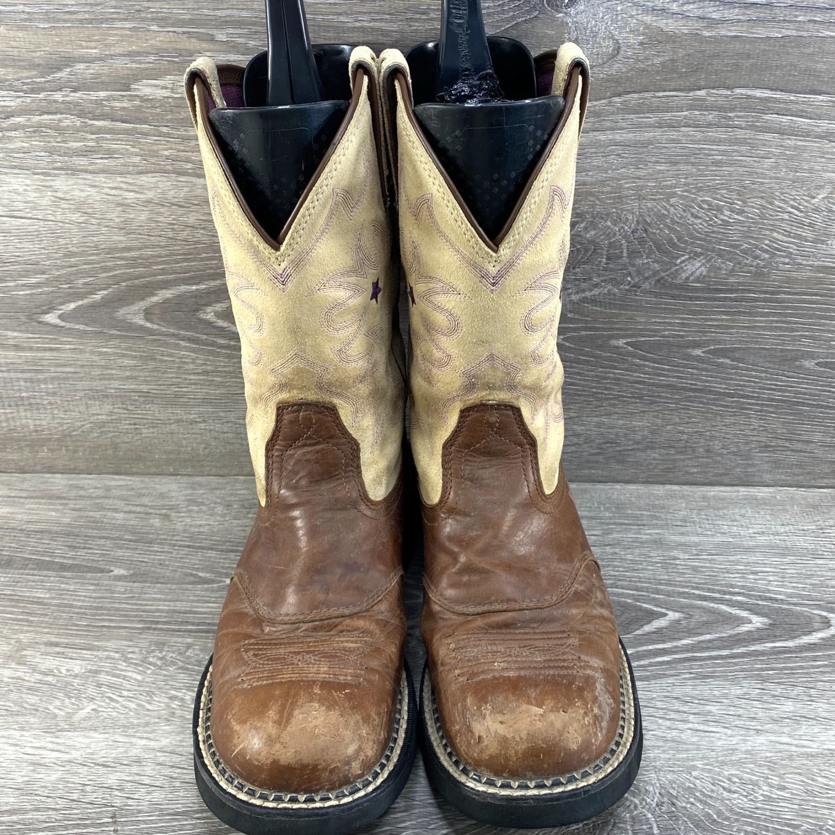 Ariat Ariat Womens 9.5 Brown Tan Leather Cowboy Boots Ropers Western Heritage Cowgirl - Boots - Brown Tan Leather - Womens - 9.5 - Ariat Size US 7 / IT 37 - 3 Thumbnail