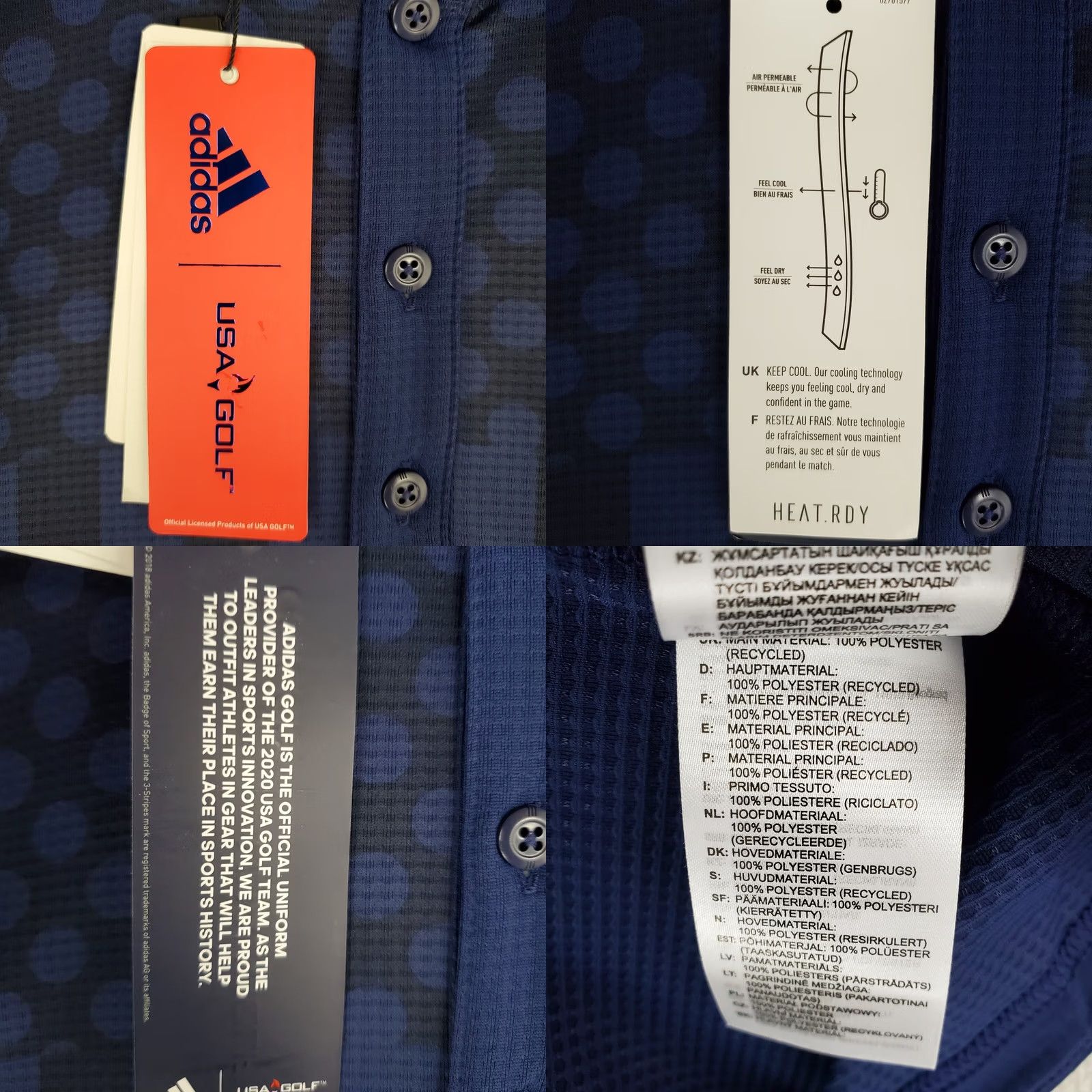 Adidas VINTAGE Adidas USA Golf Henley Polo Shirt 2XL Mens Blue NWT Size US XXL / EU 58 / 5 - 11 Thumbnail