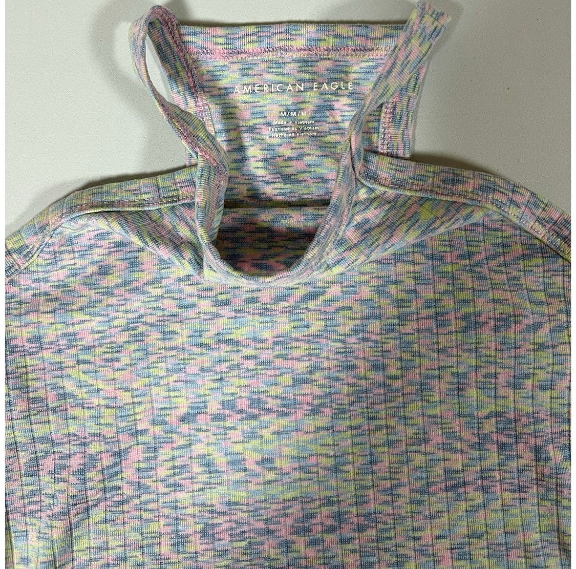 American Eagle Outfitters Periwinkle Marled Square-Neck Halter Crop Top Shirt Size M🦋✨ Size M / US 6-8 / IT 42-44 - 4 Thumbnail