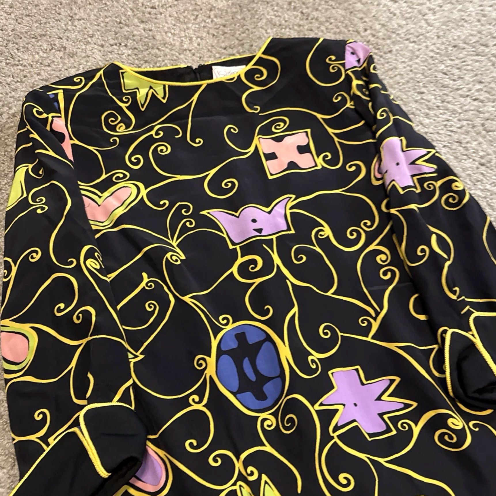 Vintage VINTAGE Kathryn Dianos Geometric Abstract Black Gold Women’s 14 Dress Pencil Midi Dress Geometric Pattern Womens Size XL / US 12-14 / IT 48-50 - 2 Thumbnail