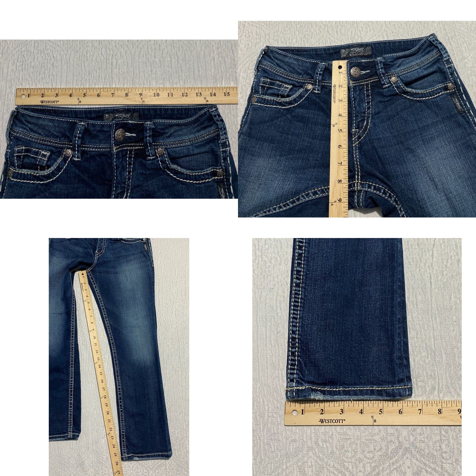 Silver Jeans Co. Silver Jeans Suki Capri Women 26 Blue Denim Stretch Dark Wash Size 27" / US 4 / IT 40 - 8 Thumbnail