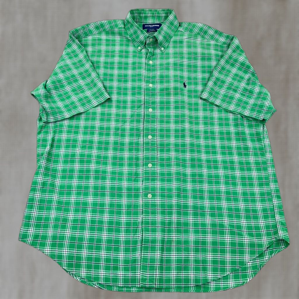 Ralph Lauren Ralph Lauren Shirt Men XL Green Plaid Button-Up Dress Tilden Golf Camp Blue Pony Size 46R - 1 Thumbnail