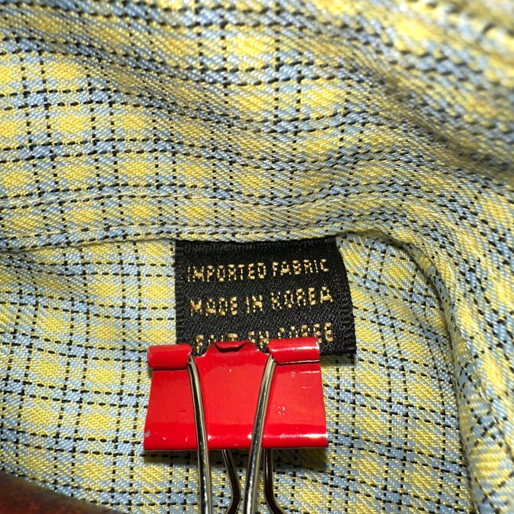 BUGATCHI Bugatchi Uomo Shirt Mens Large Button Up Plaid Long Sleeve Yellow Blue, Pocket, Button-Up, Collar, Regular Fit Size US L / EU 52-54 / 3 - 7 Thumbnail