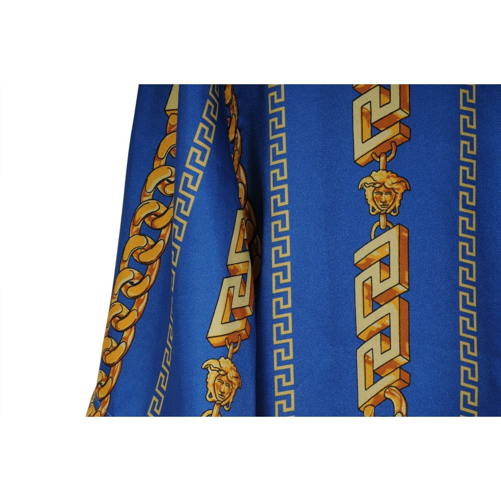 Versace Chain Link Bowling Shirt IT 48 Blue Gold Size US M / EU 48-50 / 2 - 5 Thumbnail