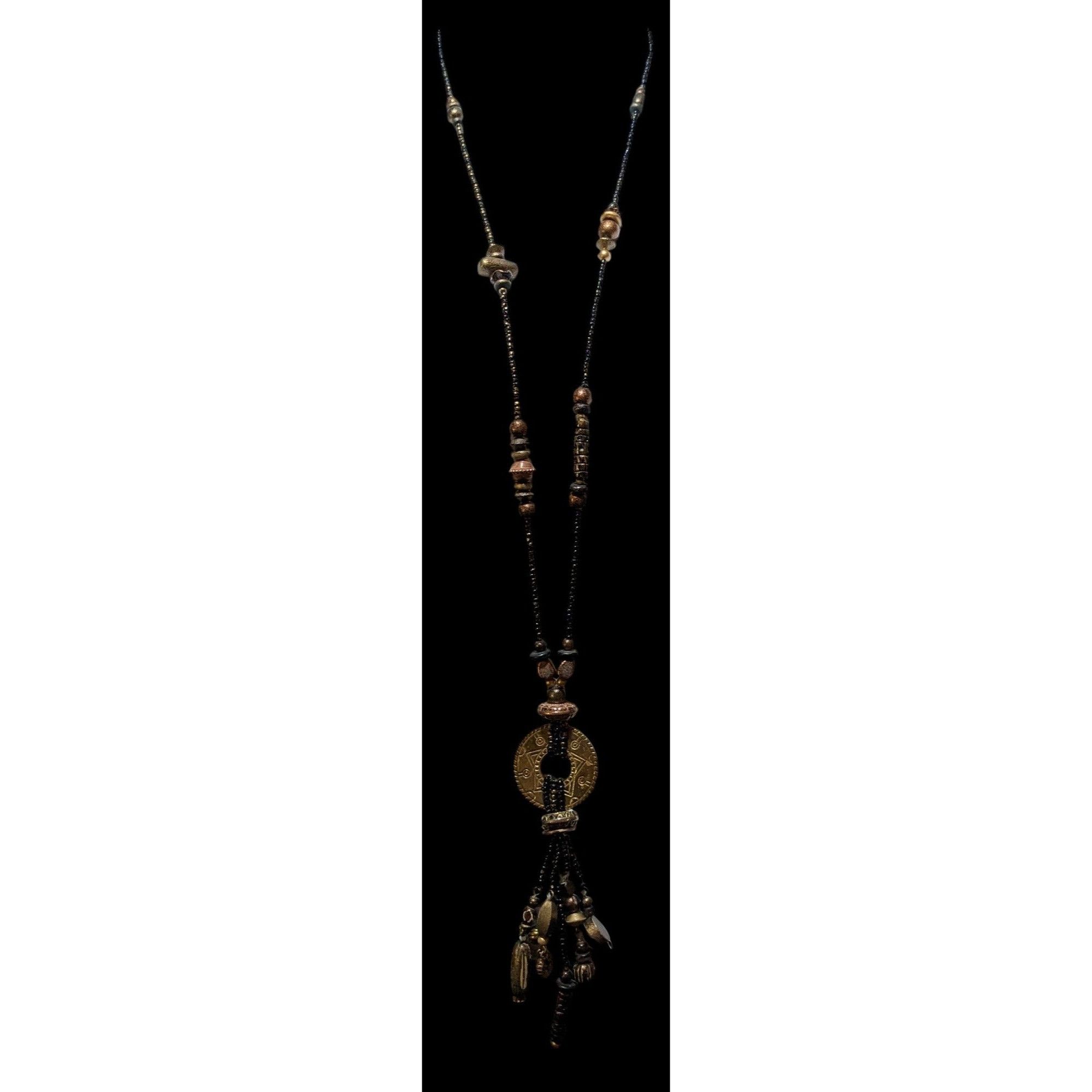 Other Vintage Southwestern Black And Gold Beaded Tassel Necklace Size ONE SIZE - 4 Thumbnail
