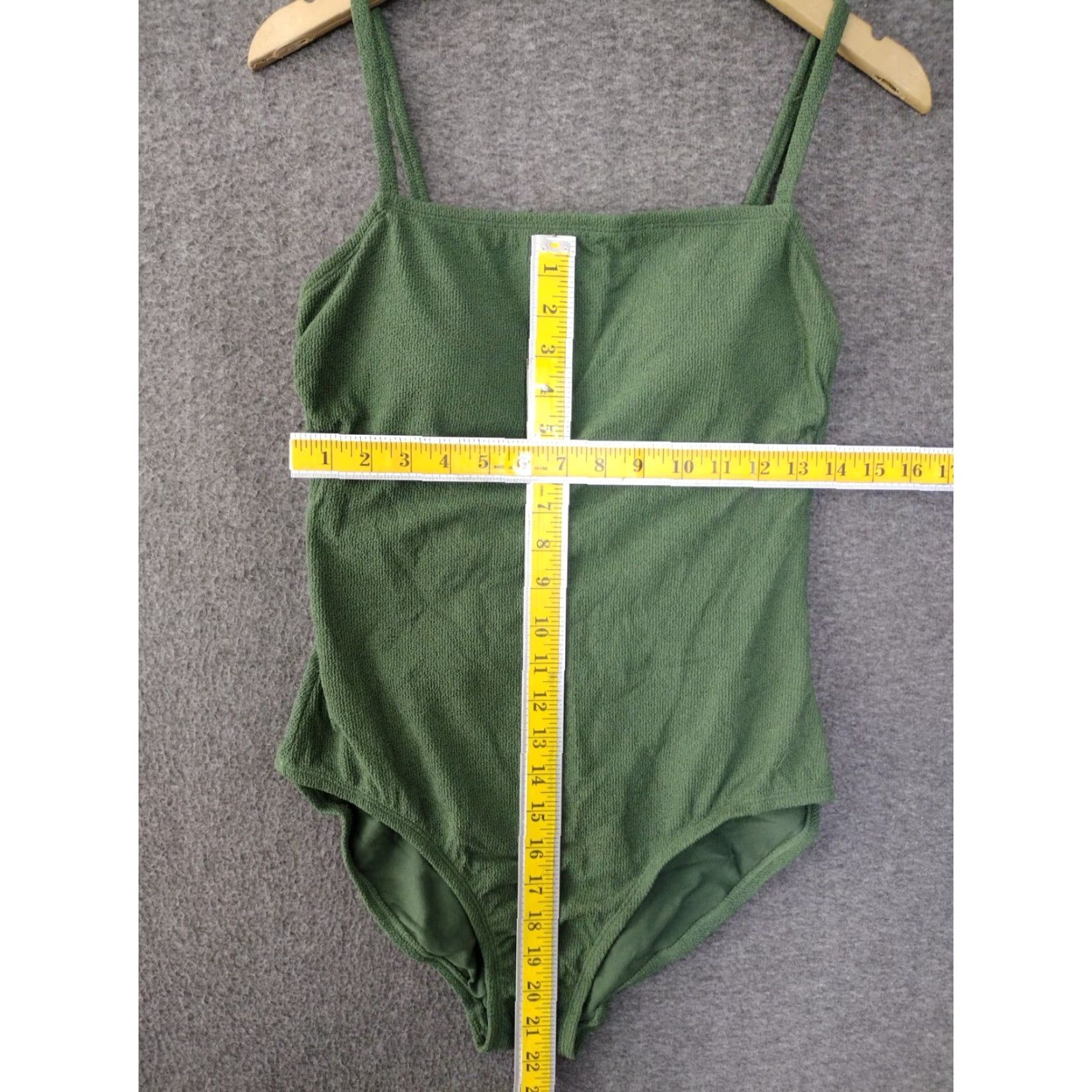 Vintage Kona Sol Women's One Piece Spaghetti Cut Out Back Solid Green Swimsuit L 12-14 Size ONE SIZE - 4 Thumbnail