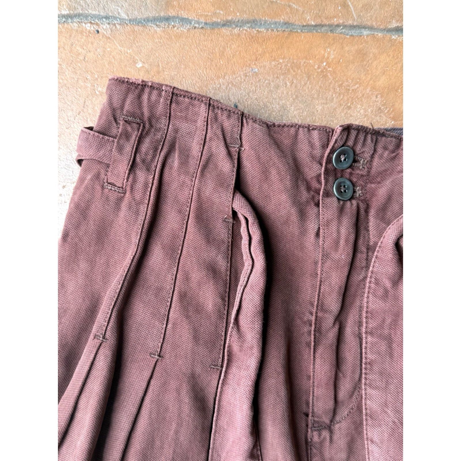 Free People Free People Dwell On Dreams High Waist Pleated Belt Tie Trouser Pants 0 Red Cotton Wide-Leg Womens pants Size 25" / US 0 / IT 36 - 5 Thumbnail