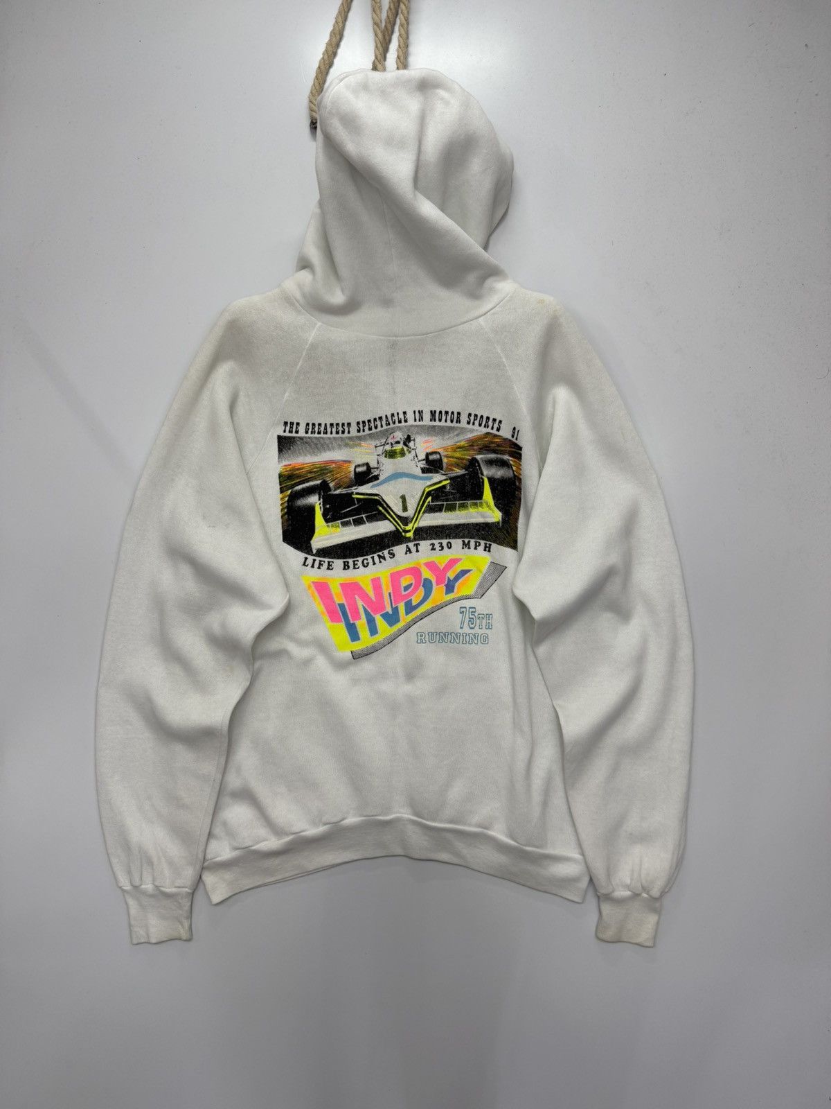 Vintage 🔥 90s Indy 75th Running Hoodie Double Hit Graphic Motorsport Size US M / EU 48-50 / 2 - 14 Thumbnail