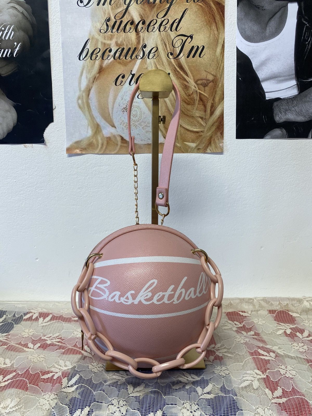 Vintage Small pink basketball bag with adjustable handles Size ONE SIZE - 4 Thumbnail