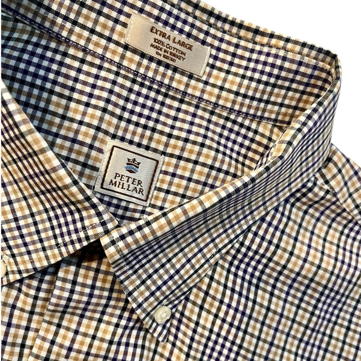 Peter Millar Peter Millar XL Button-Down Shirt Purple Tan Black Plaid Size US XL / EU 56 / 4 - 1 Thumbnail